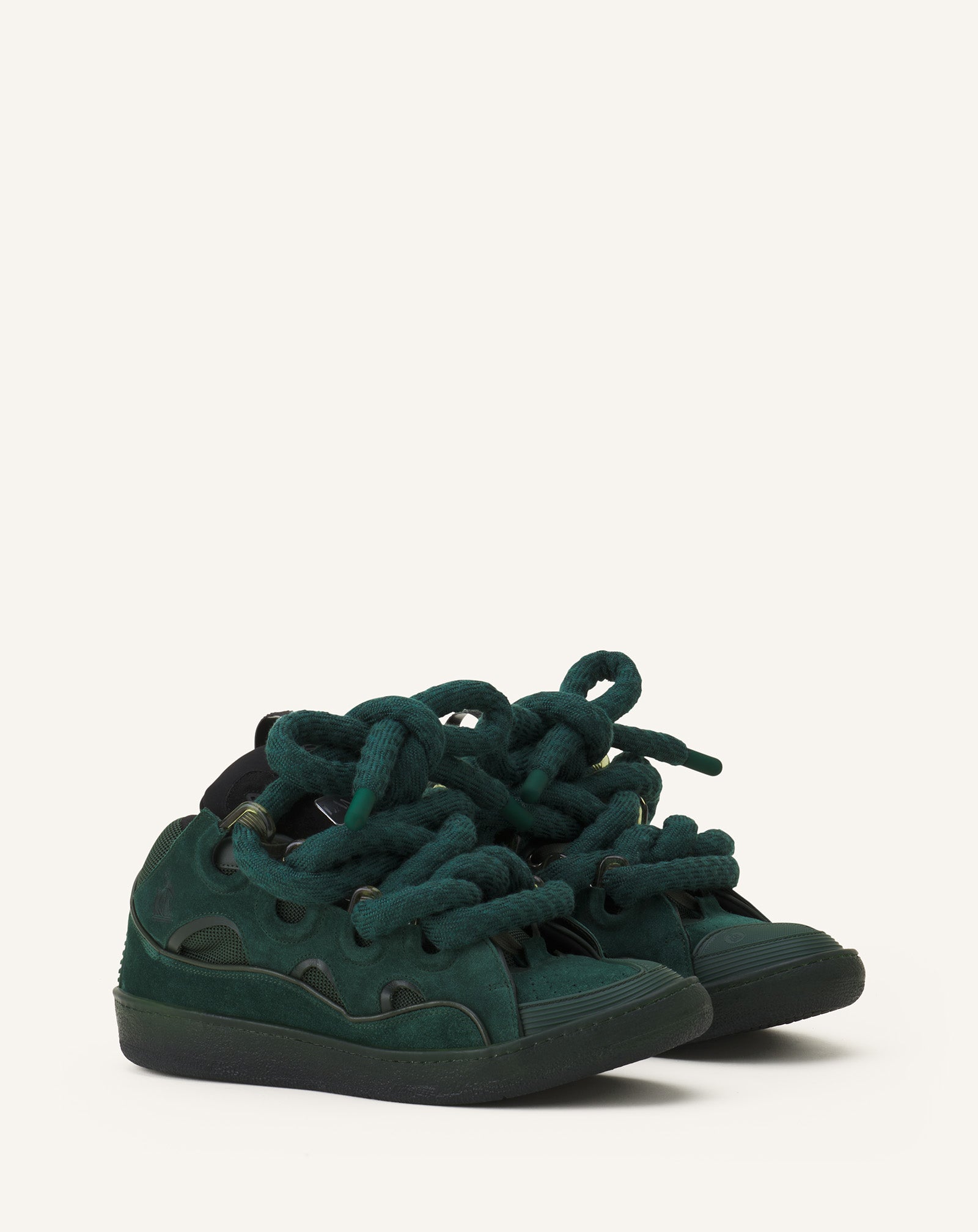 CURB SNEAKERS IN LEATHER WITH SNAKE LACES