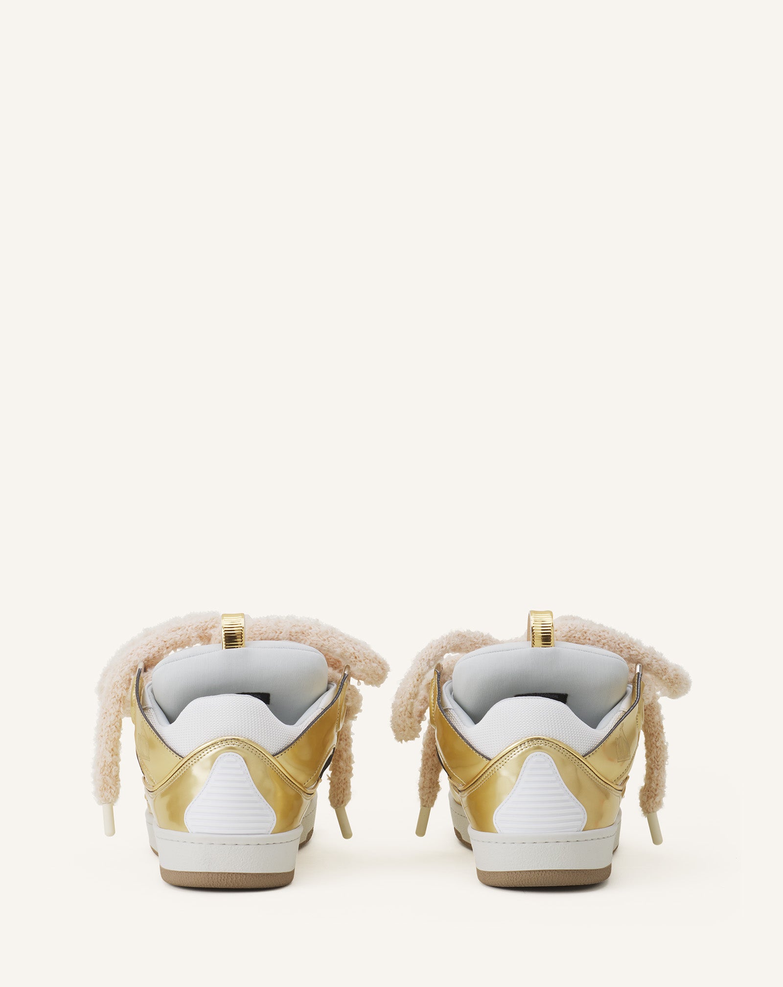 CURB METALLIC LEATHER SNEAKERS WITH MESH LACES