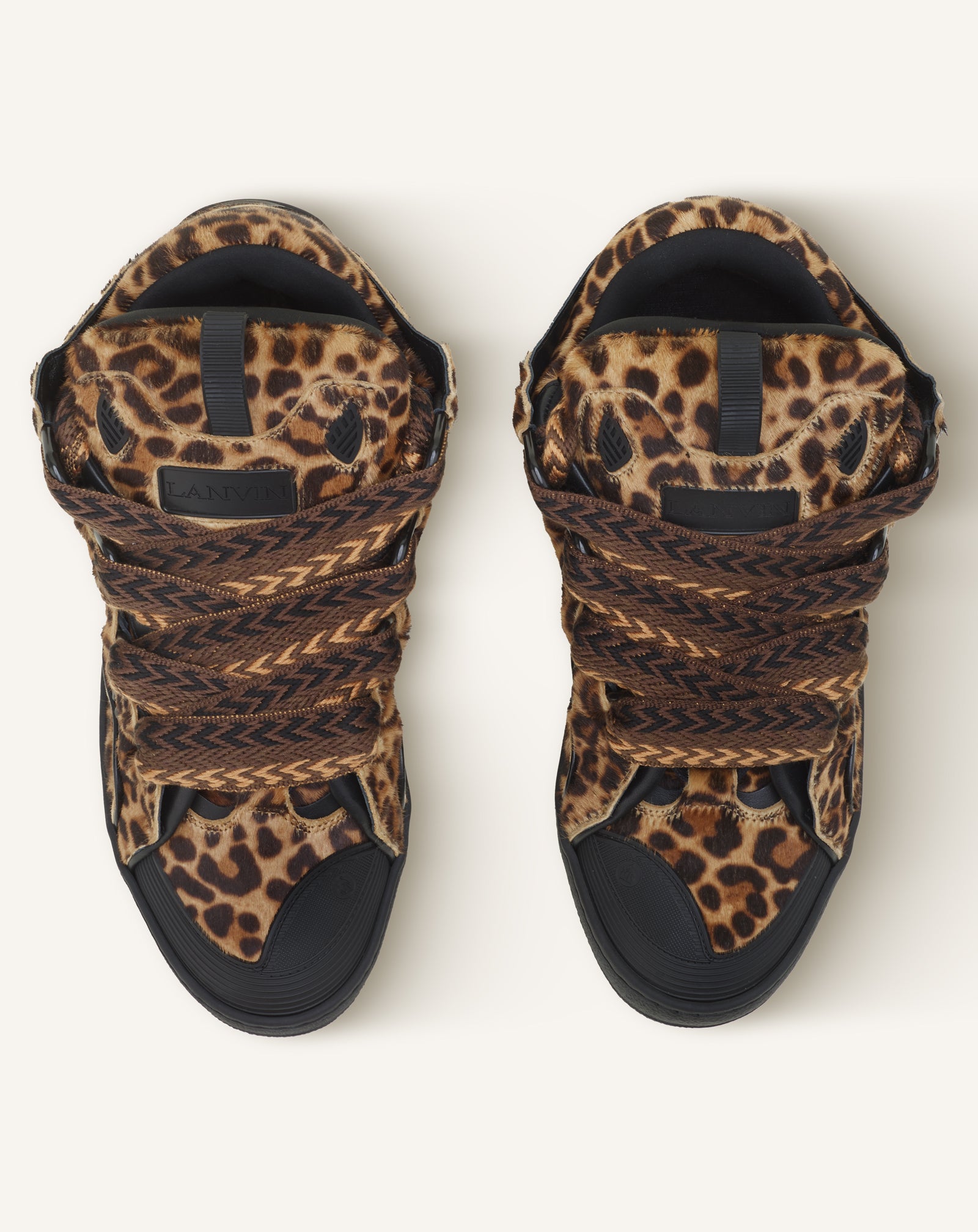 CURB SNEAKERS IN PONY LEATHER WITH A LEOPARD PRINT