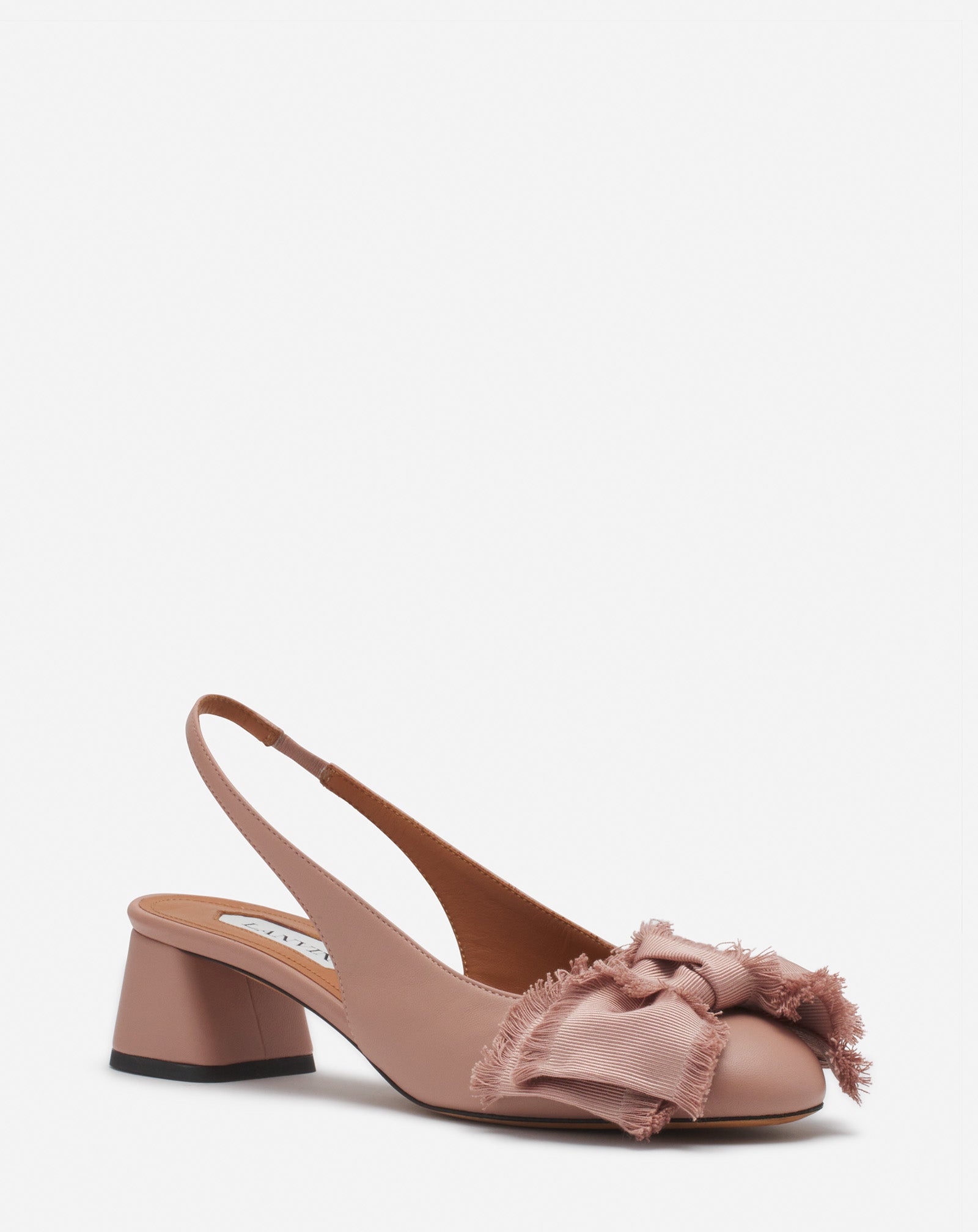 LEATHER HEELED SLINGBACK BALLERINA