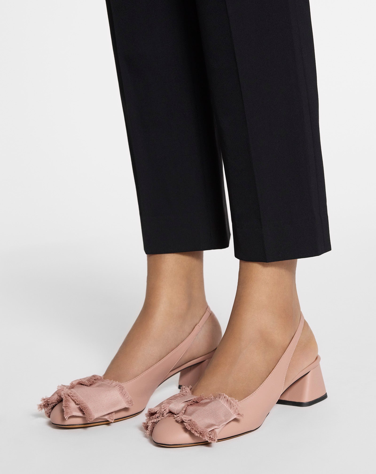 LEATHER HEELED SLINGBACK BALLERINA