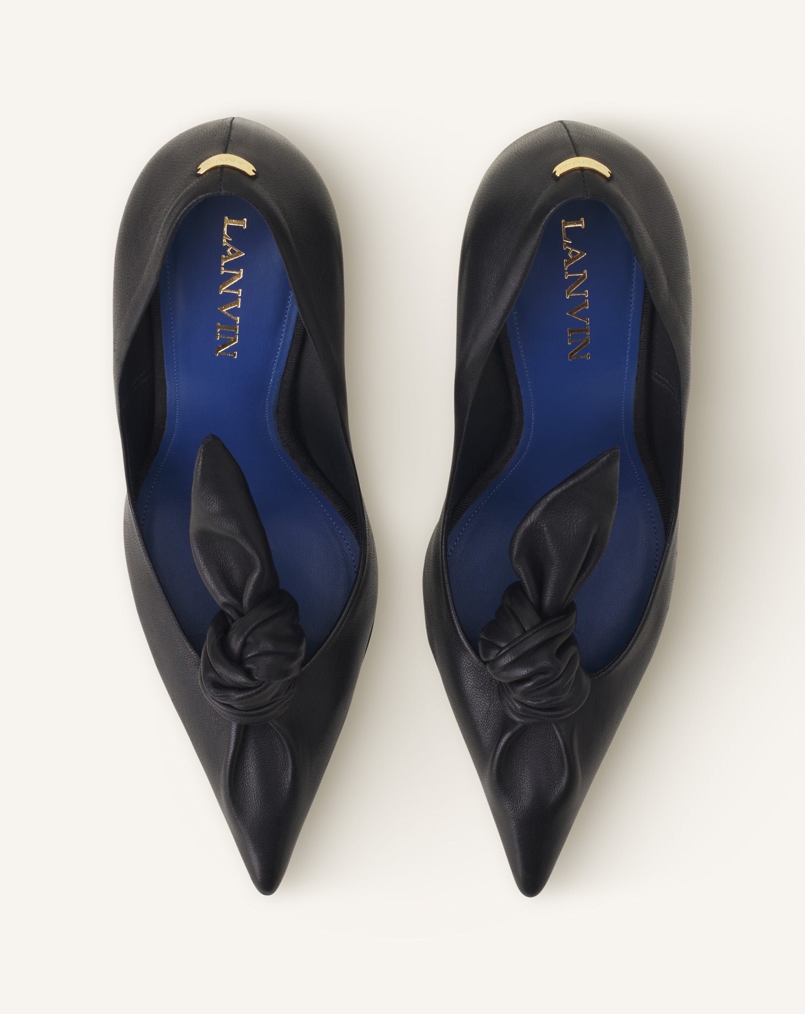 MIDNIGHT STEP LEATHER BOW PUMP