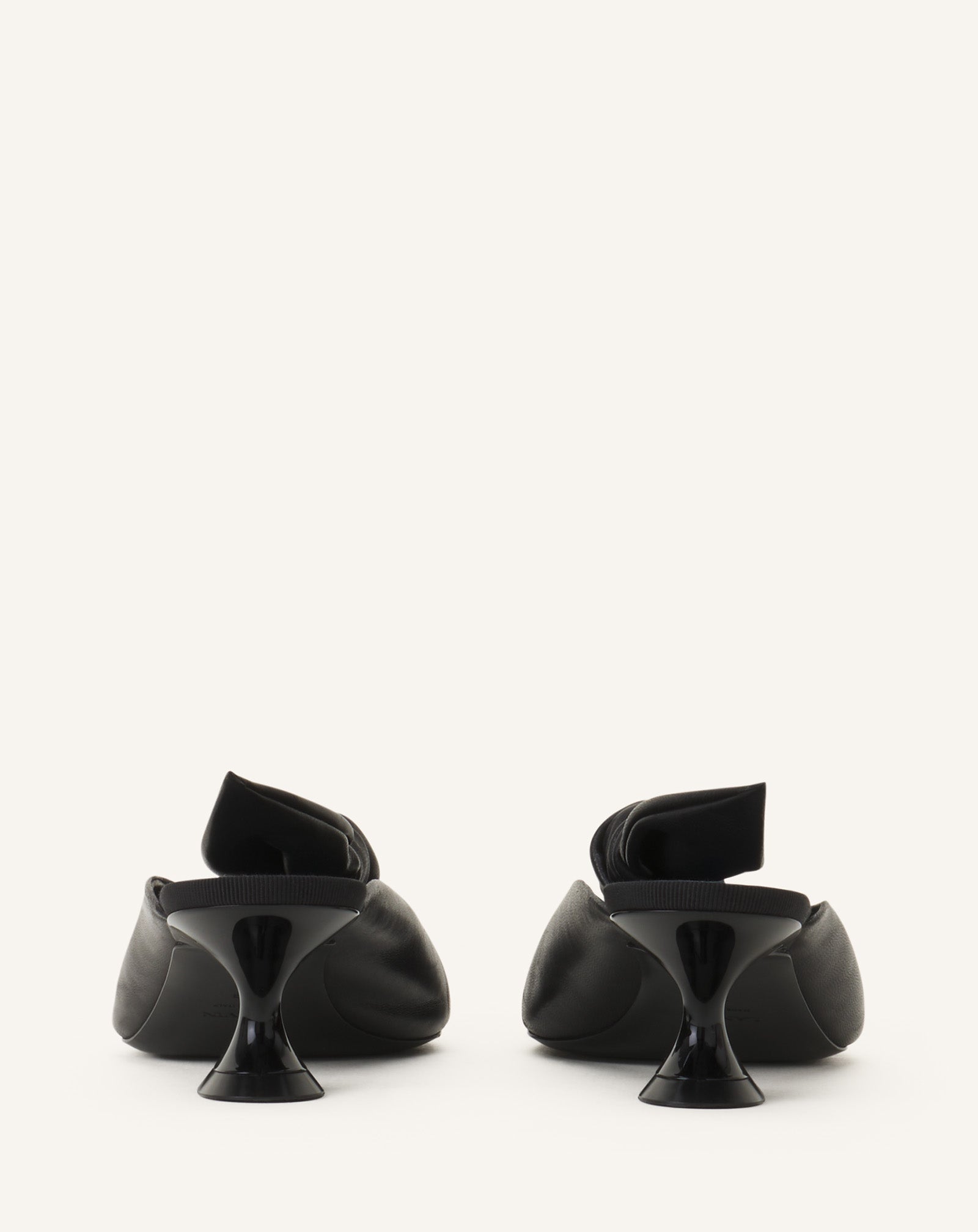 MIDNIGHT STEP BOW LEATHER MULE WITH HEEL
