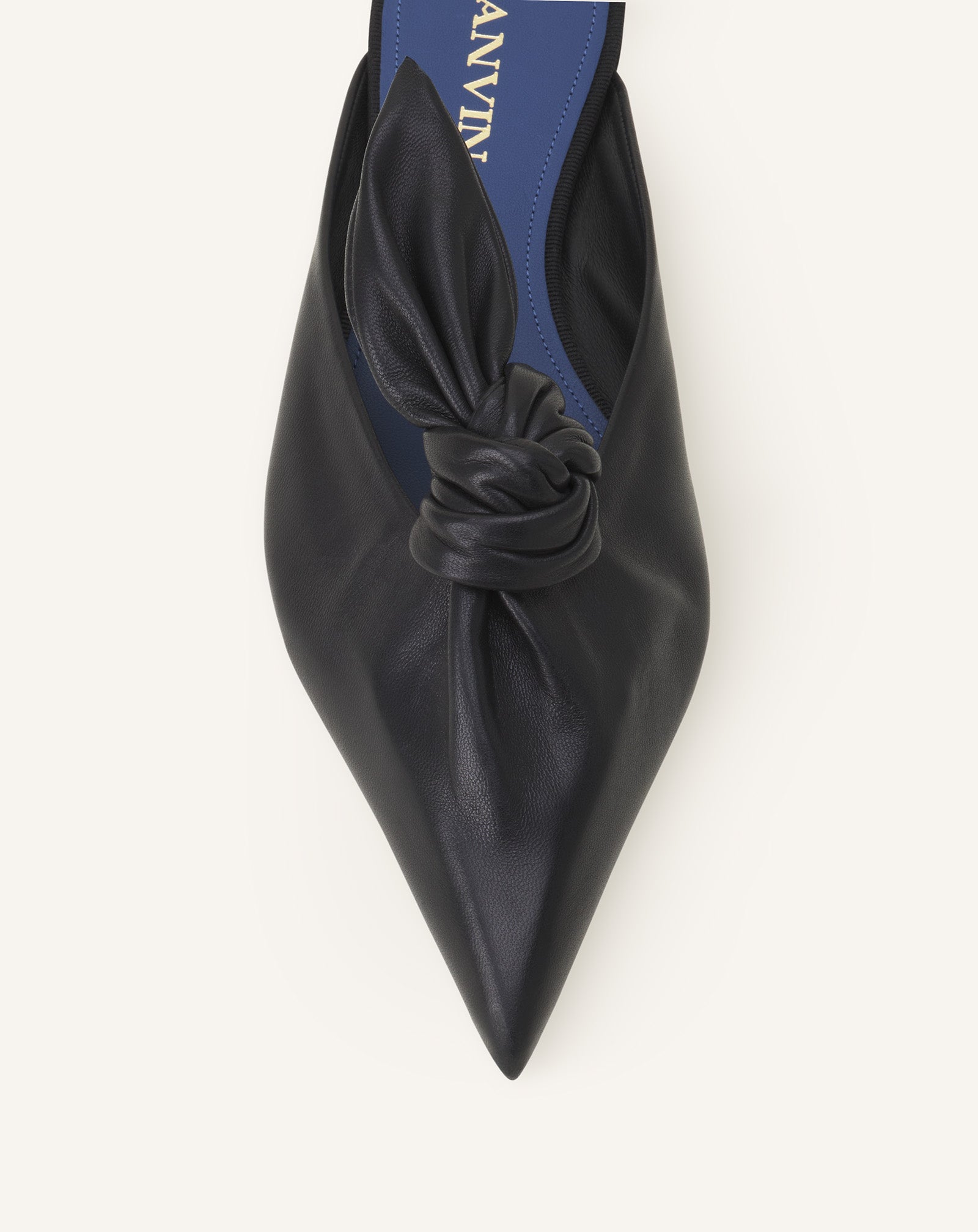 MIDNIGHT STEP BOW LEATHER MULE WITH HEEL