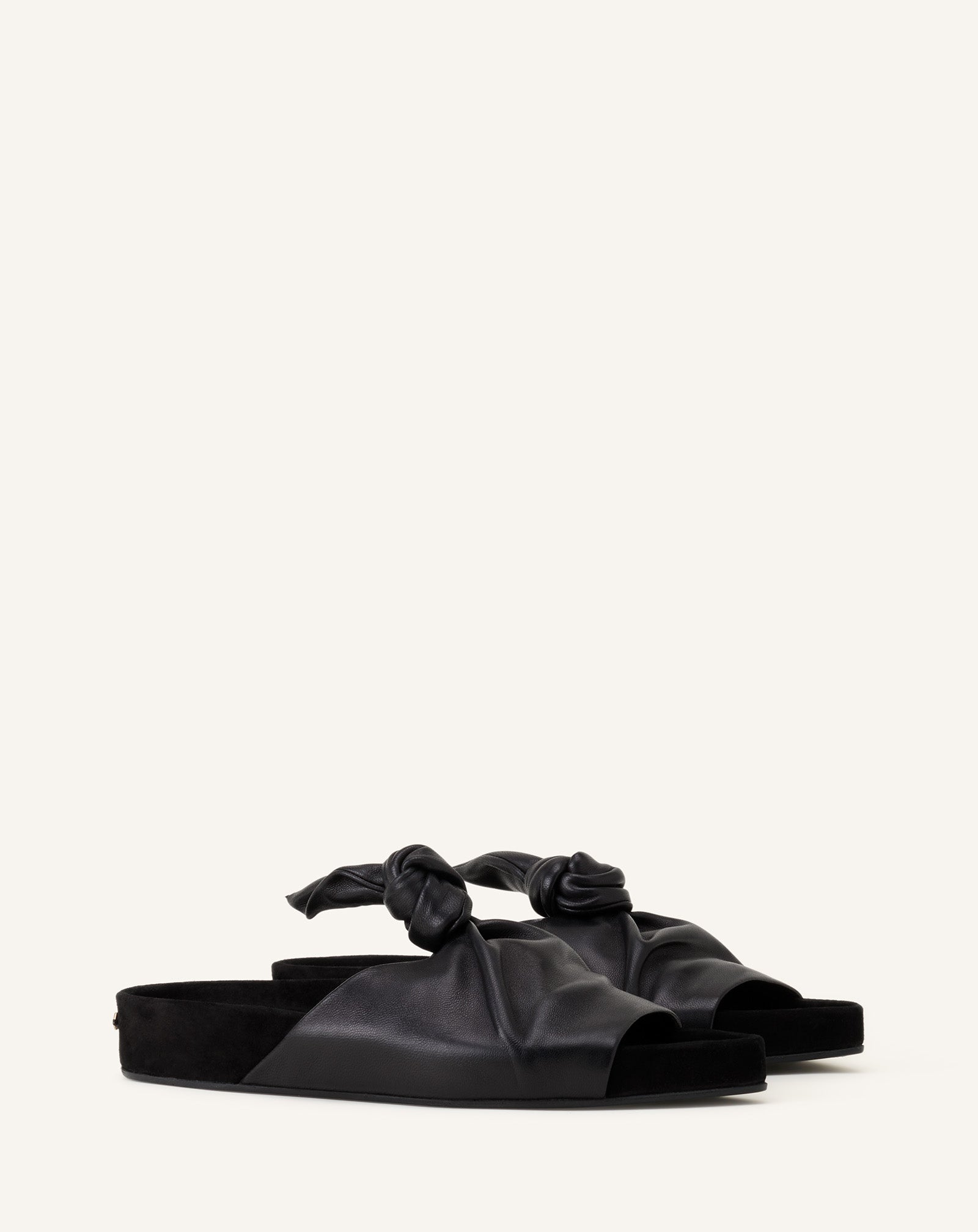 BLACK COCOON FLAT LEATHER MULE