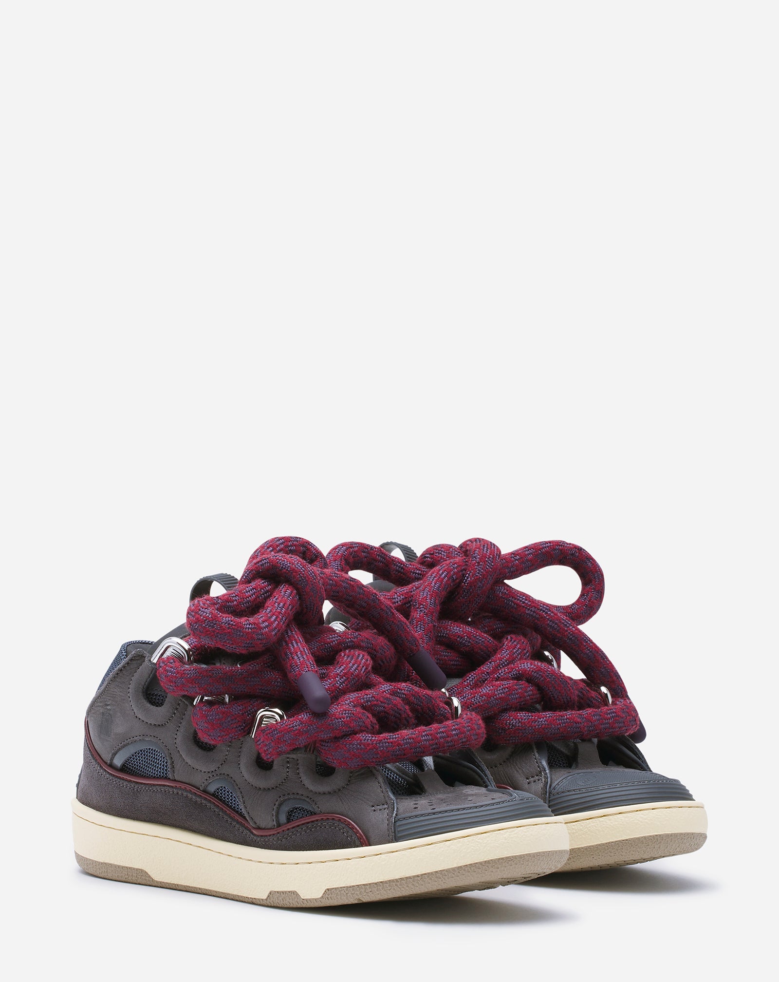 CURB SNEAKERS IN LEATHER WITH SNAKE LACES