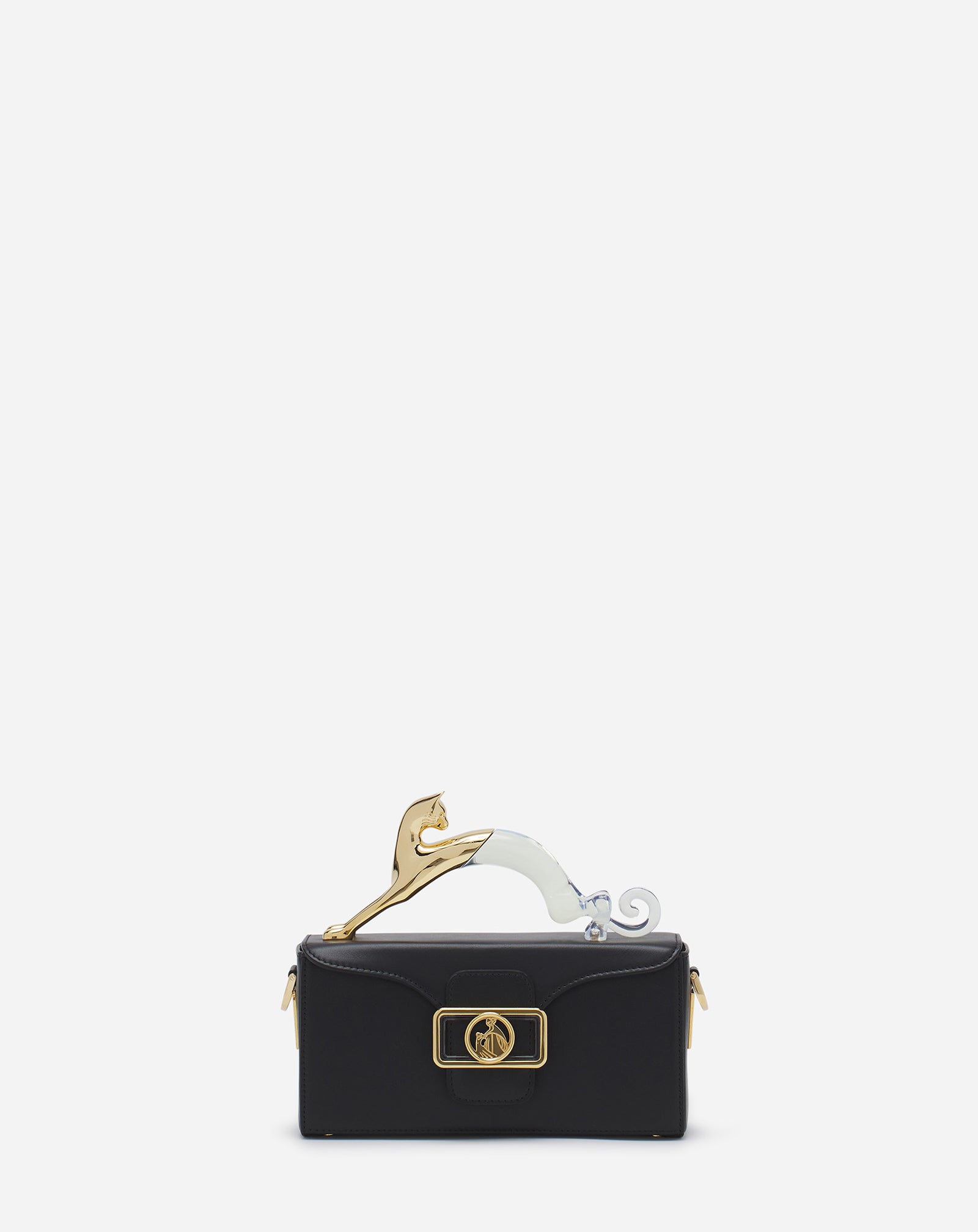 PENCIL CAT NANO LEATHER BAG WITH A BI-MATERIAL CAT