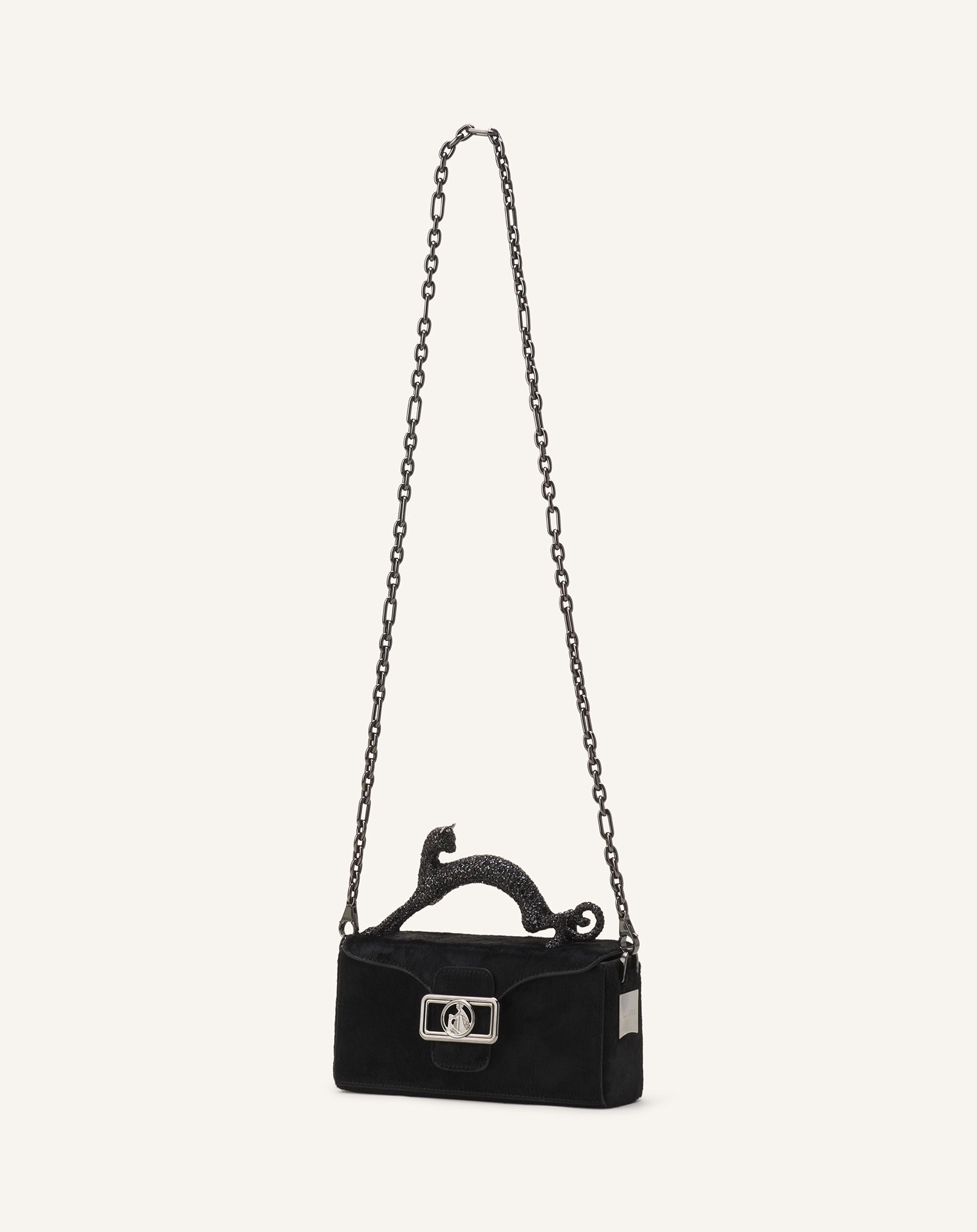 PENCIL CAT NANO BAG IN PONY EFFECT AND RHINESTONES