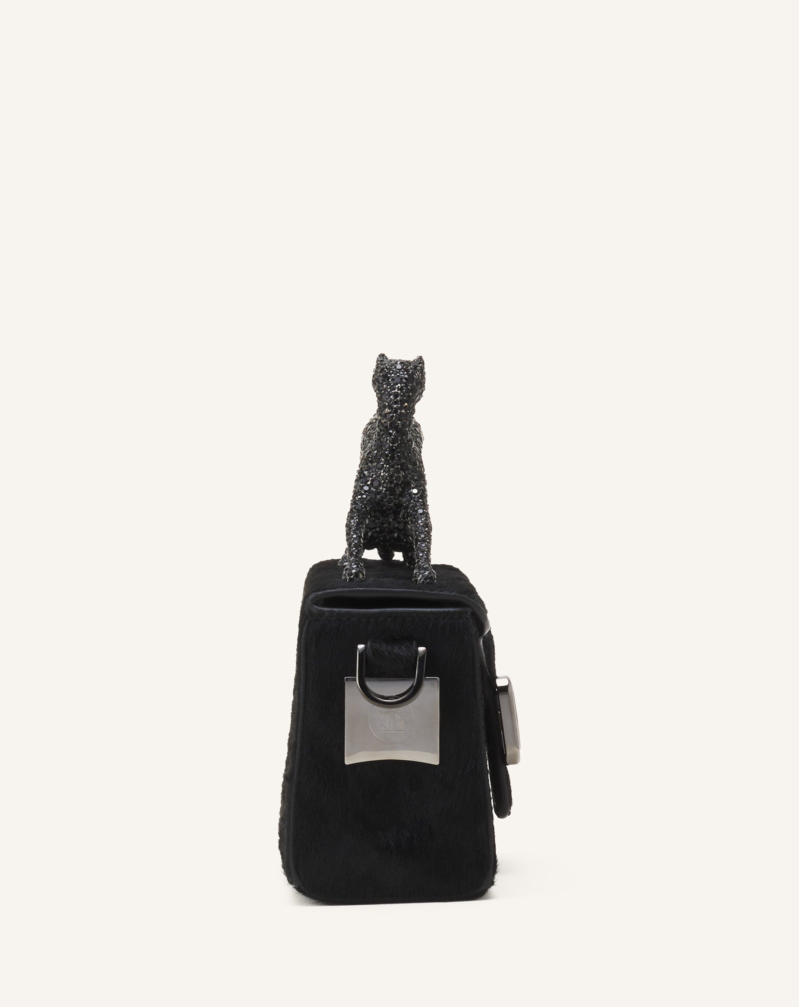 PENCIL CAT NANO LEATHER BAG WITH PONY EFFECT AND RHINESTONES