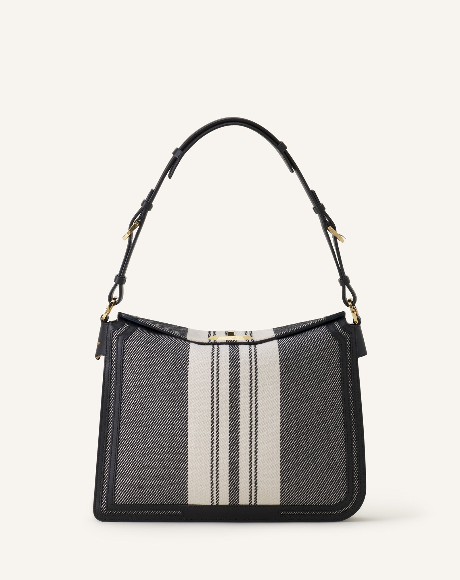 COMPAGNON ASYMETRICAL SHOULDER BAG IN STRIPED CANVAS