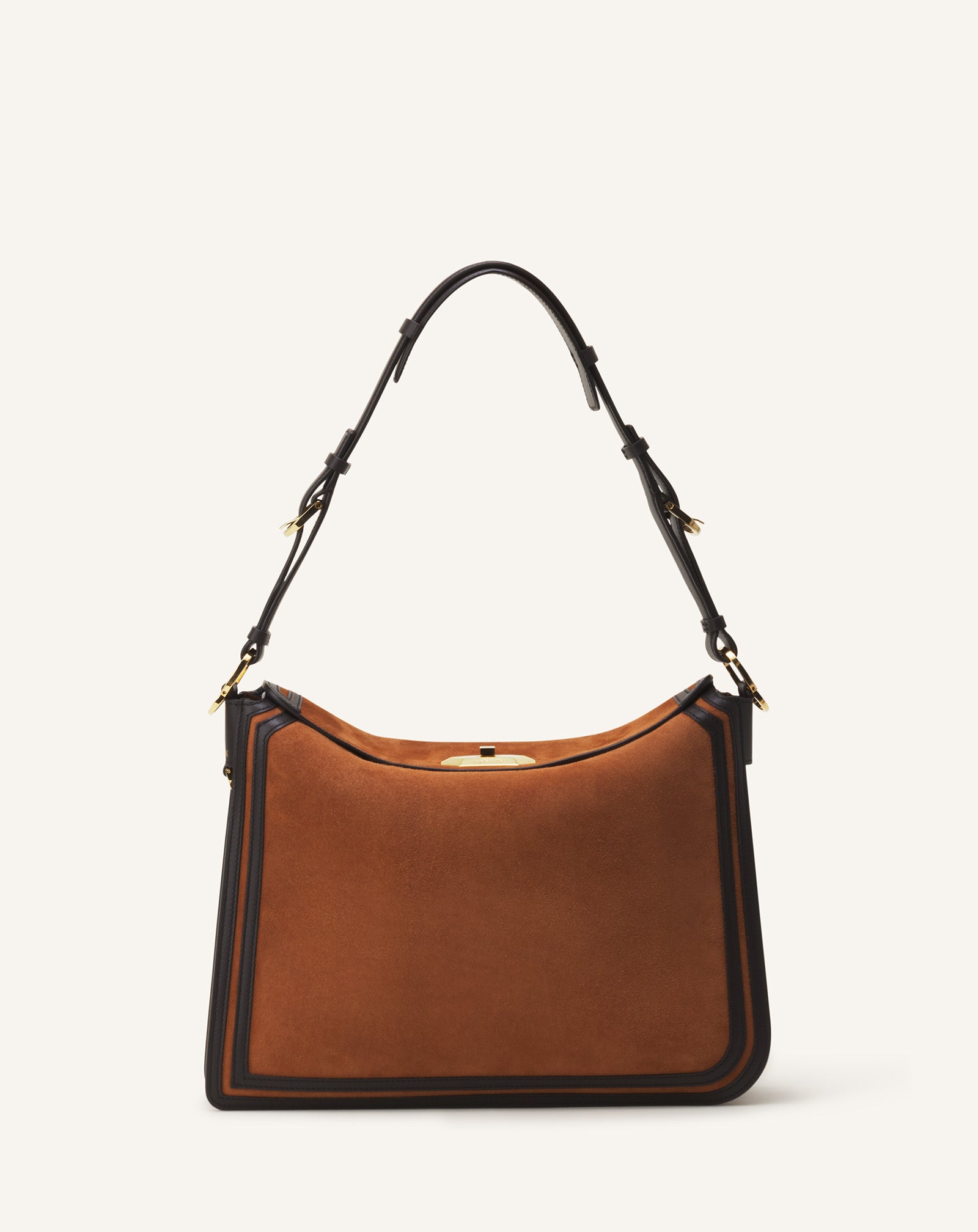 BROWN COMPAGNON ASYMMETRICAL BAG IN SUEDE