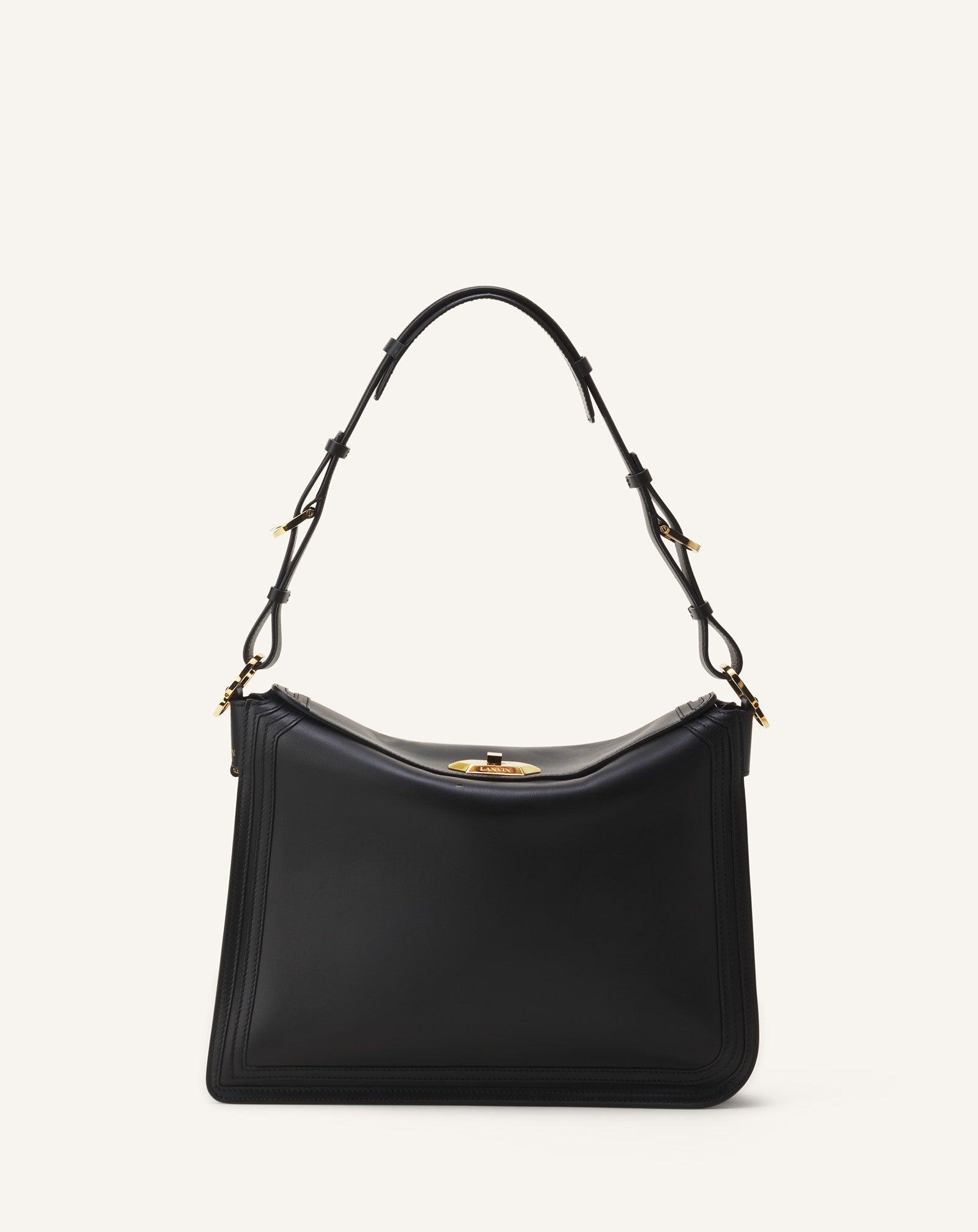 BLACK COMPAGNON ASYMMETRICAL BAG IN LEATHER