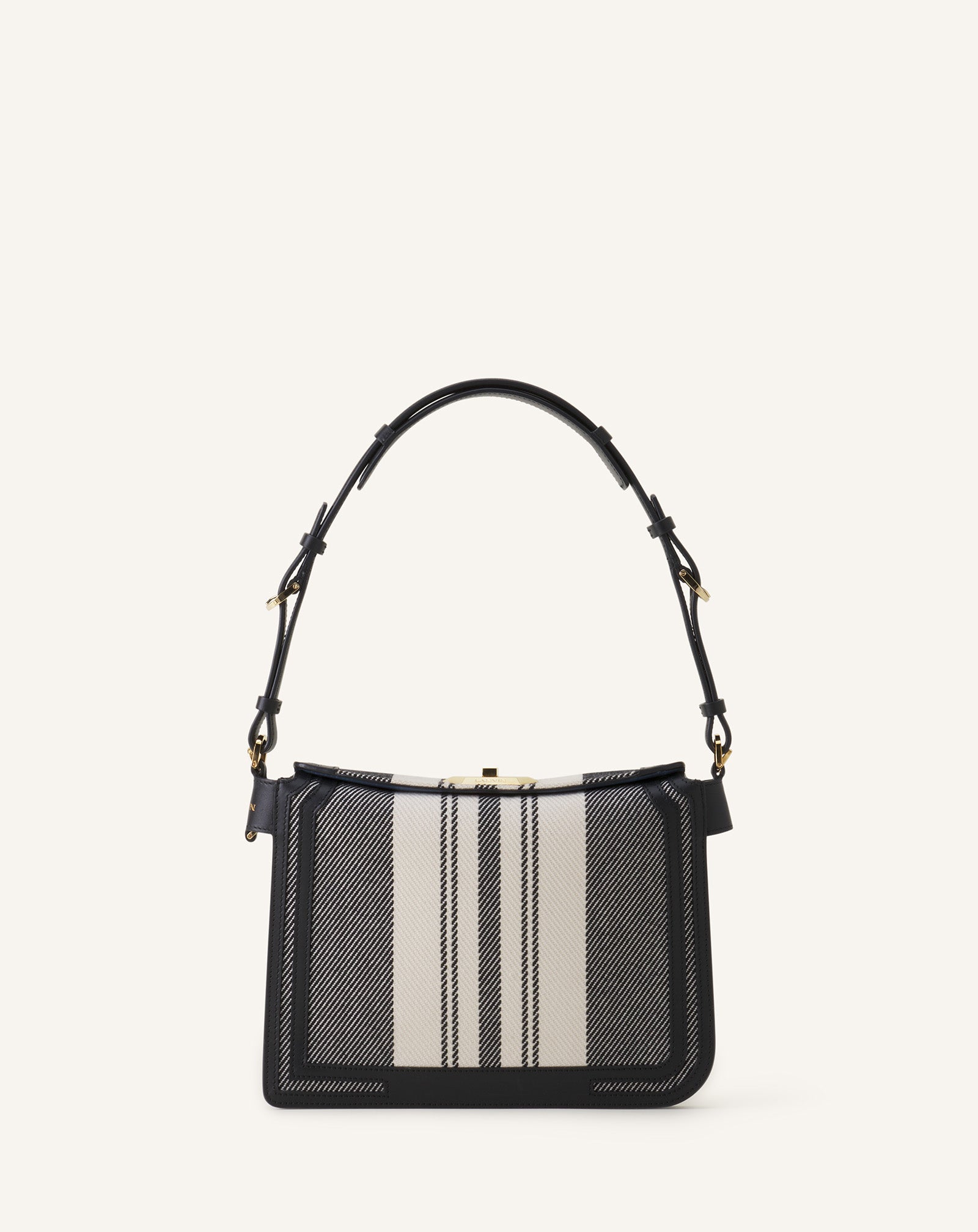 COMPAGNON SMALL ASYMMETRICAL BAG IN STRIPED CANVAS
