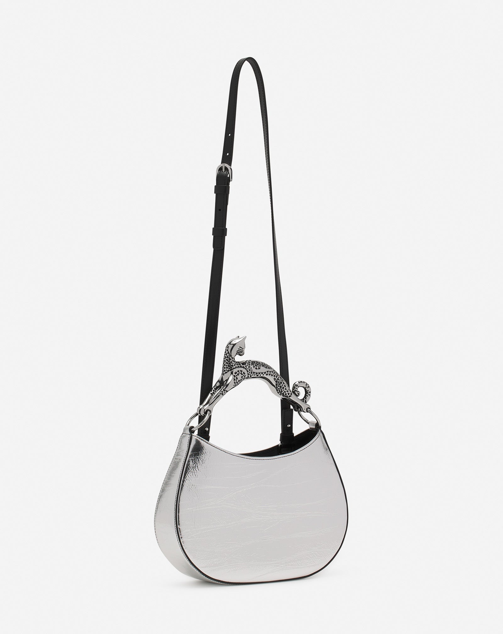 HOBO CAT BAG IN METALLIC LEATHER
