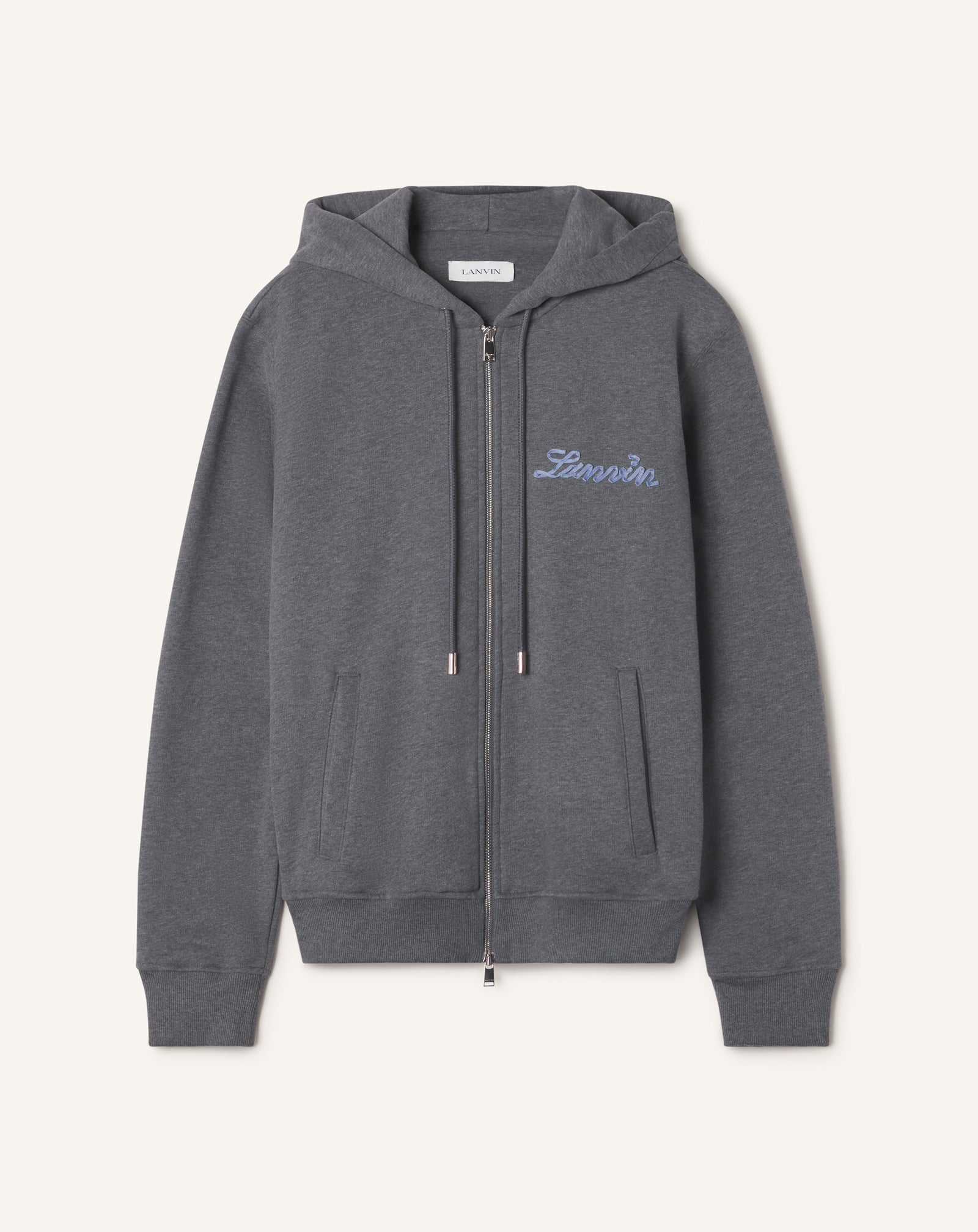 LANVIN RIBBON ZIP-UP HOODIE IN COTTON AND CASHMERE