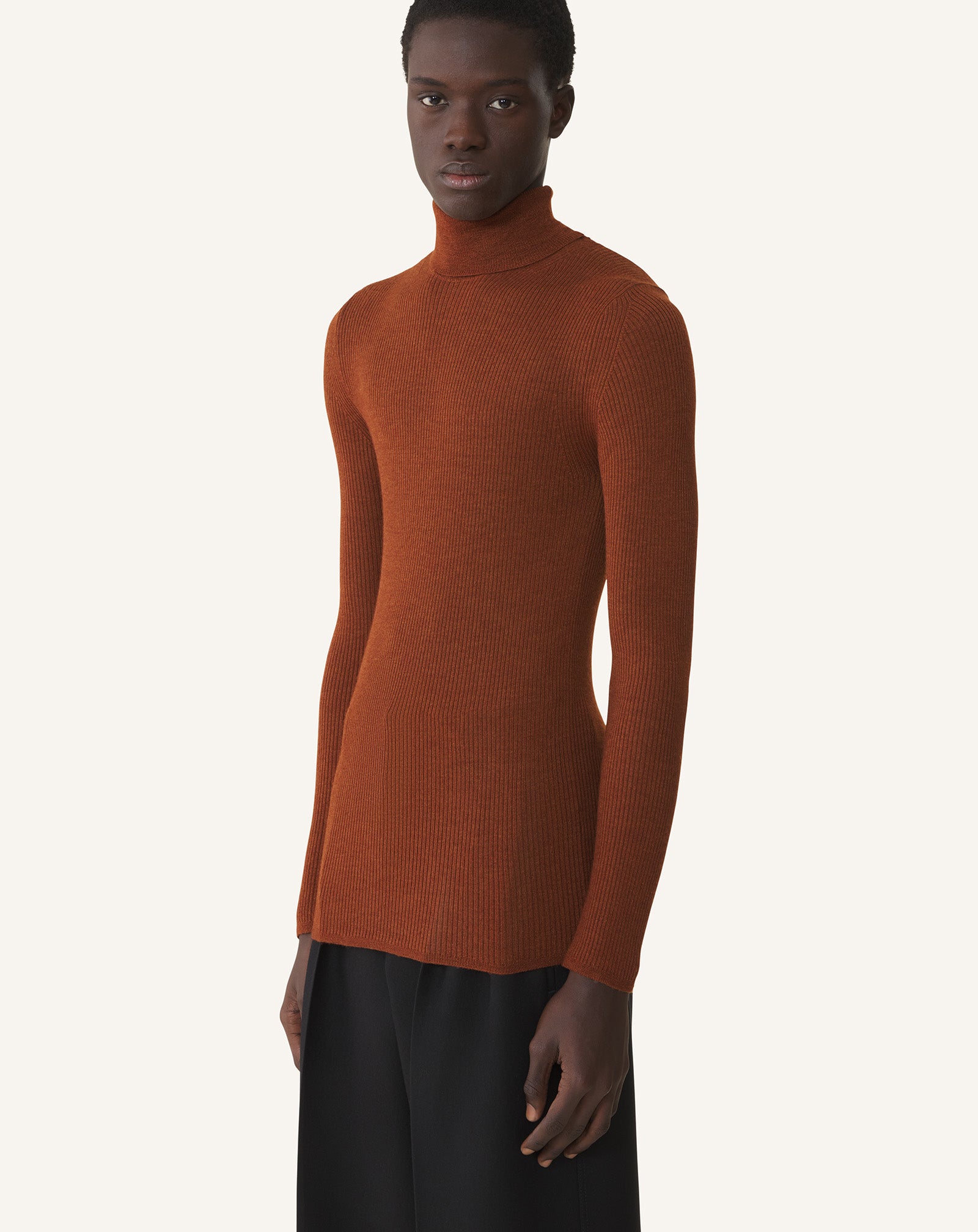 TURTLENECK SWEATER IN MERINO WOOL AND SILK