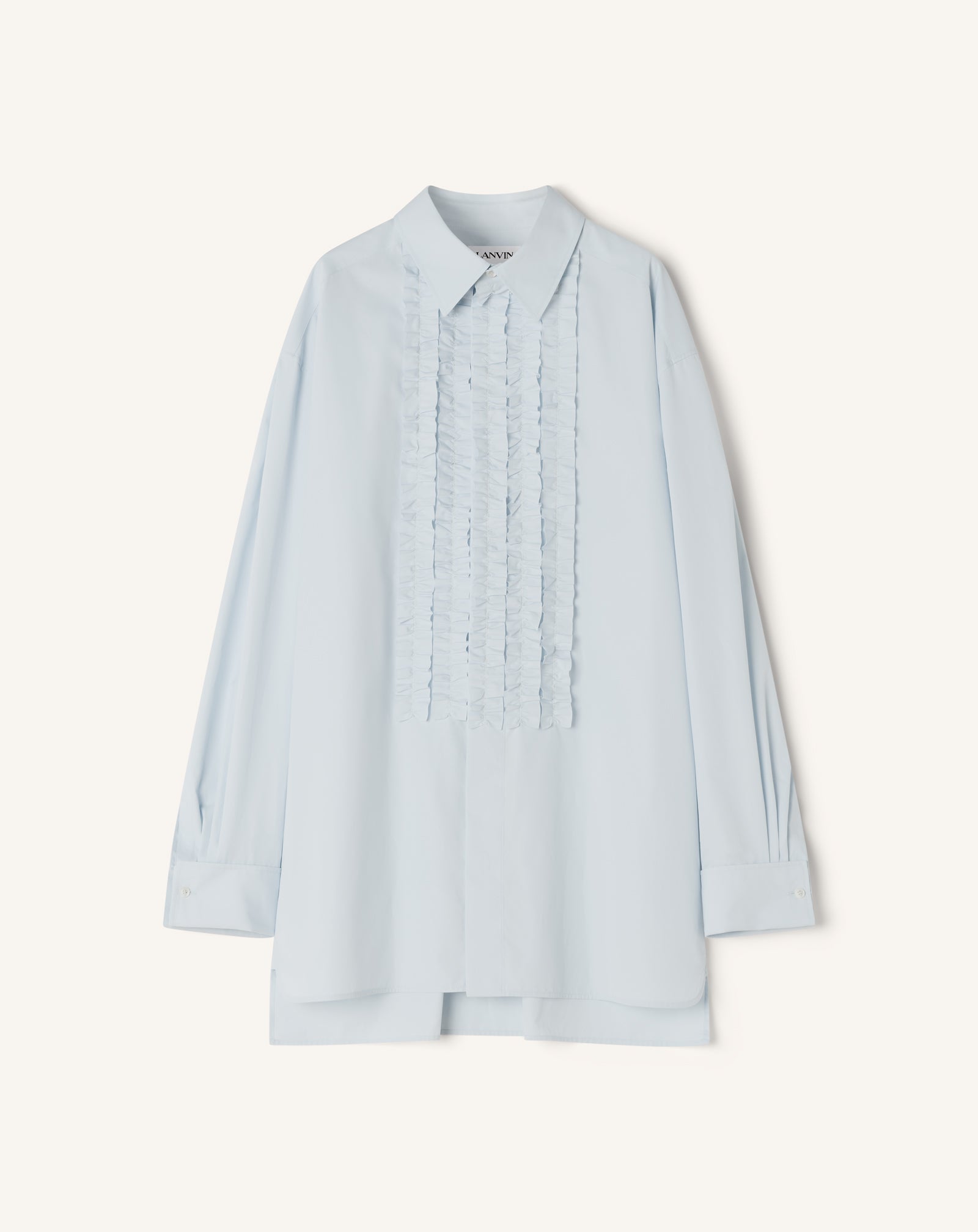 BLUE COTTON POPLIN BIB FRONT SHIRT