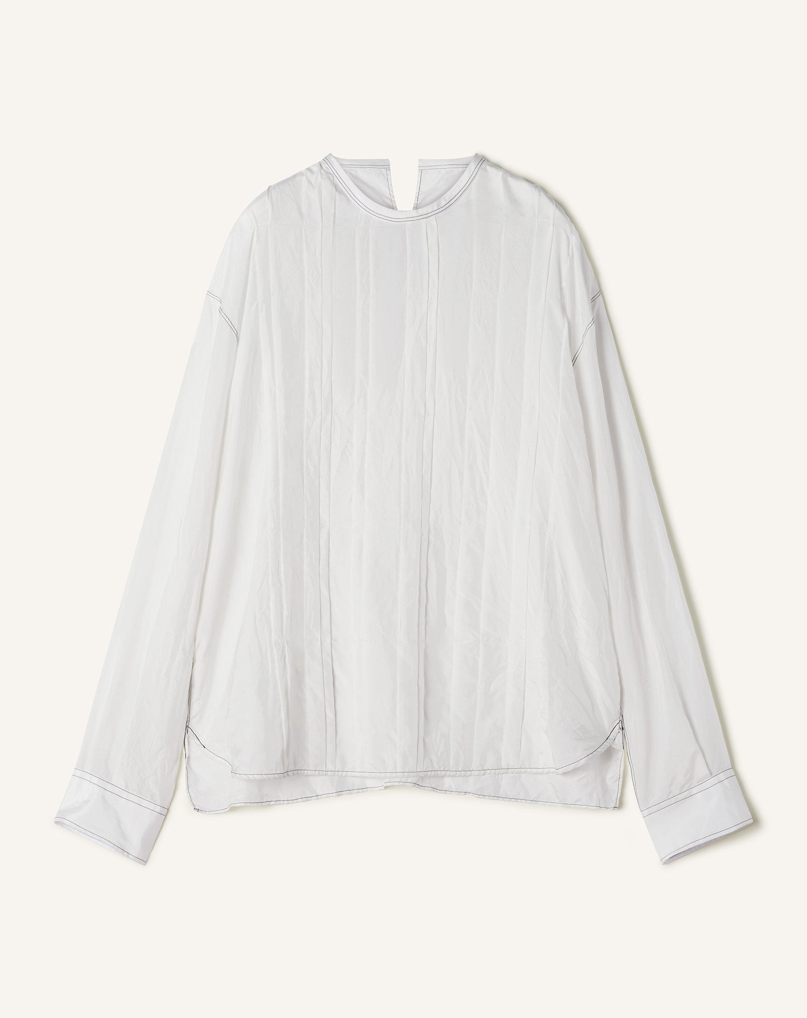 WHITE PLEATED SILK TOP