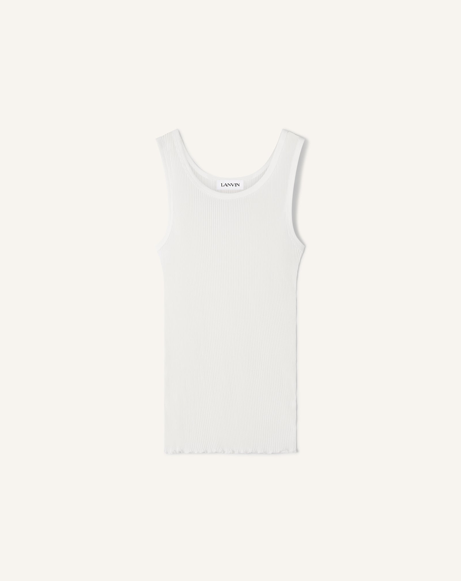 WHITE PLEATED JERSEY TANK TOP