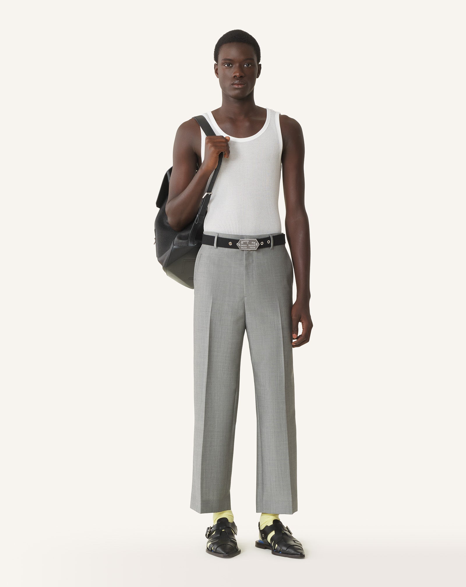 WHITE PLEATED JERSEY TANK TOP