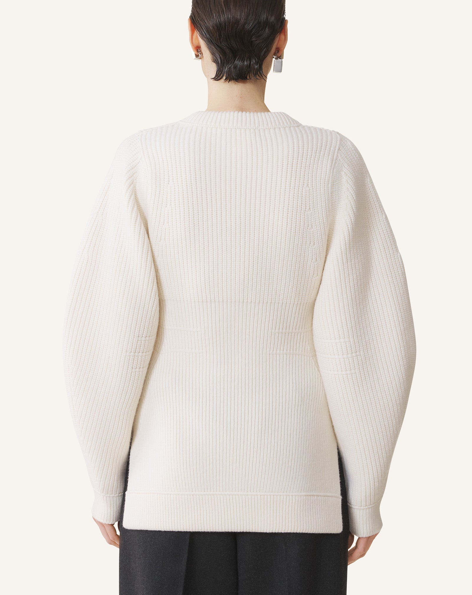 WOOL RIBBED CARDIGAN