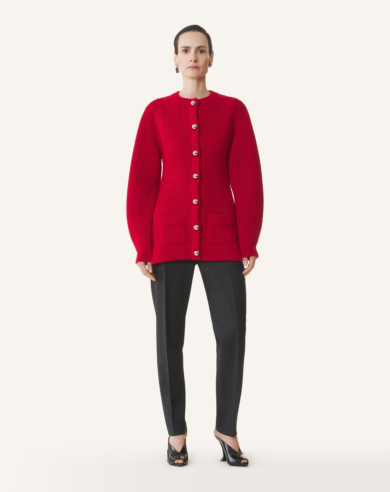 WOOL RIBBED CARDIGAN