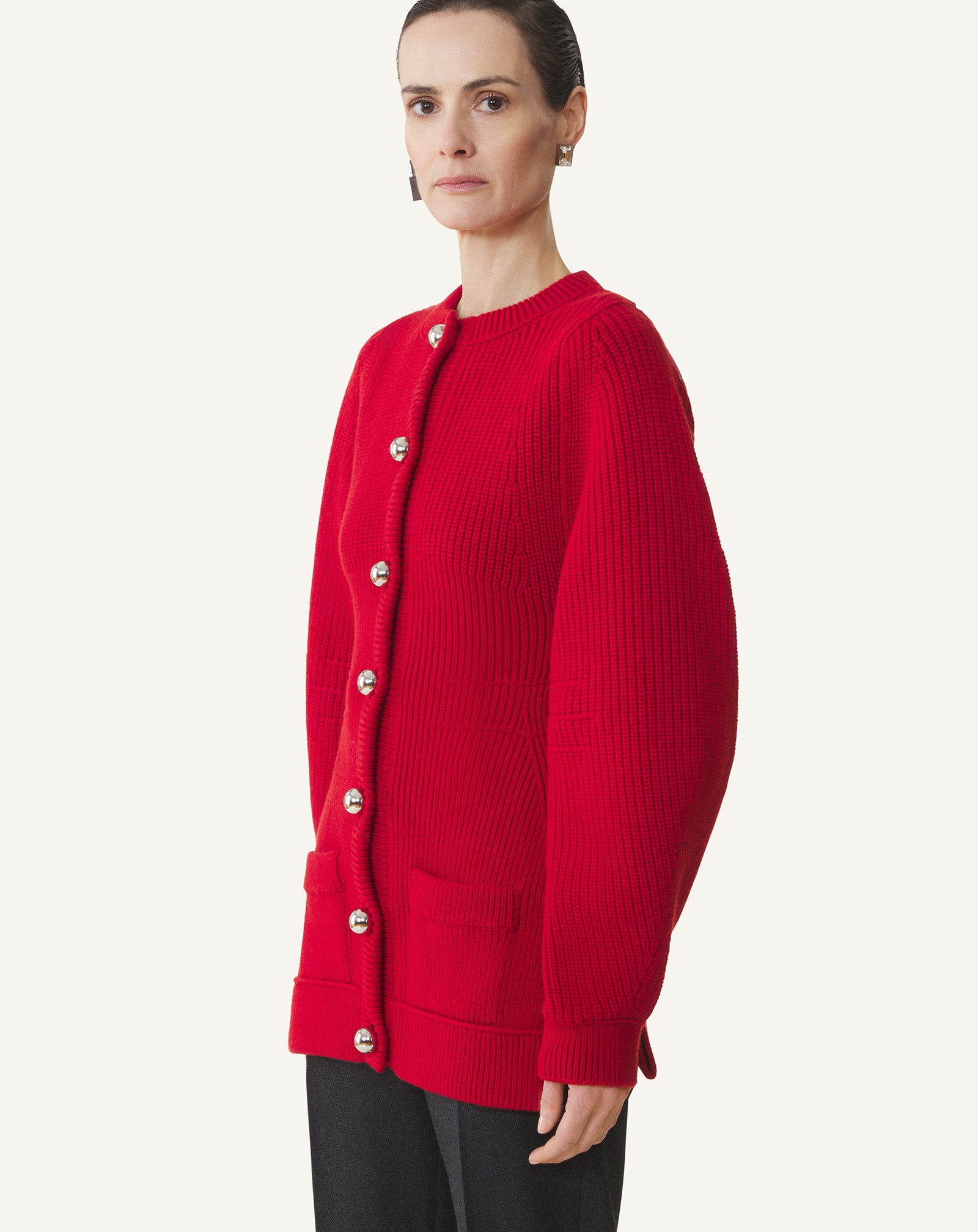 WOOL RIBBED CARDIGAN