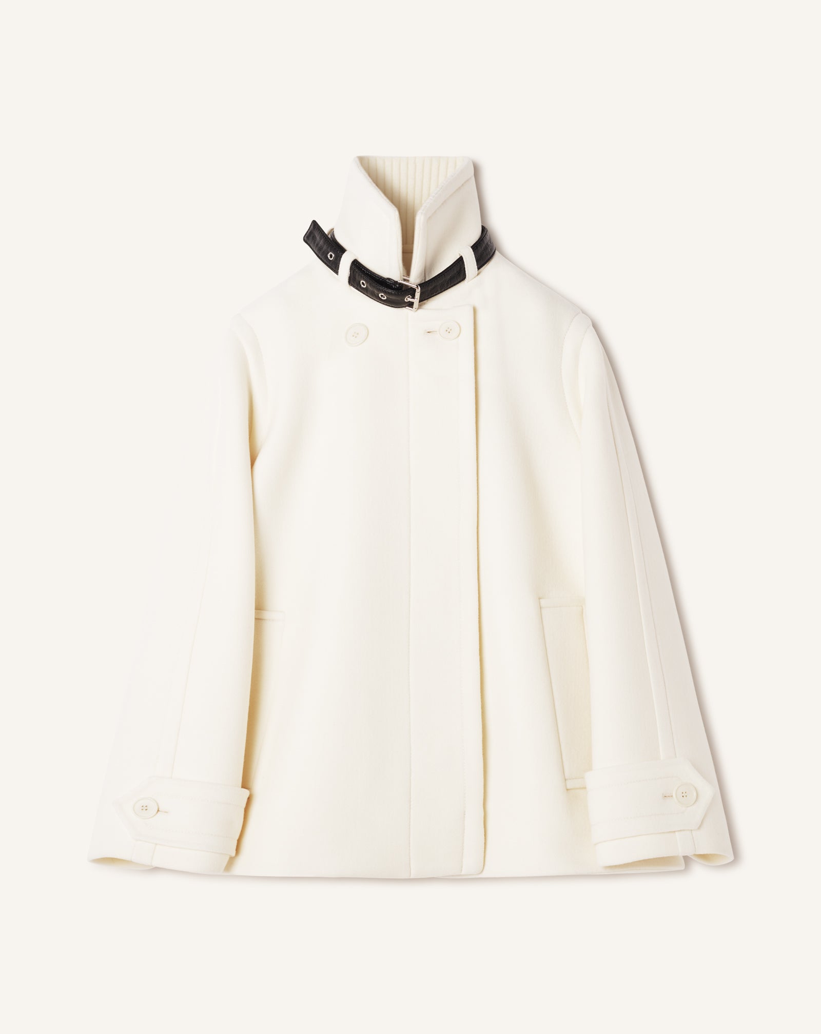 SHORT WOOL COAT WITH STAND-UP COLLAR