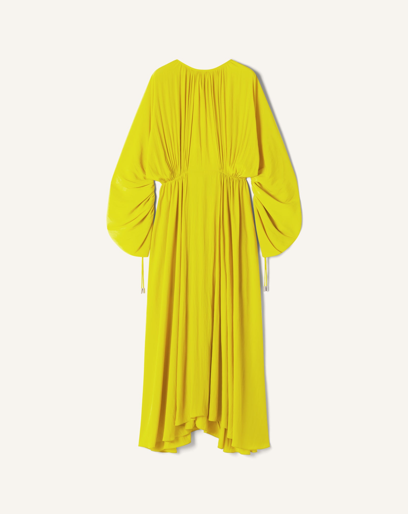 YELLOW FITTED CHARMEUSE DRESS