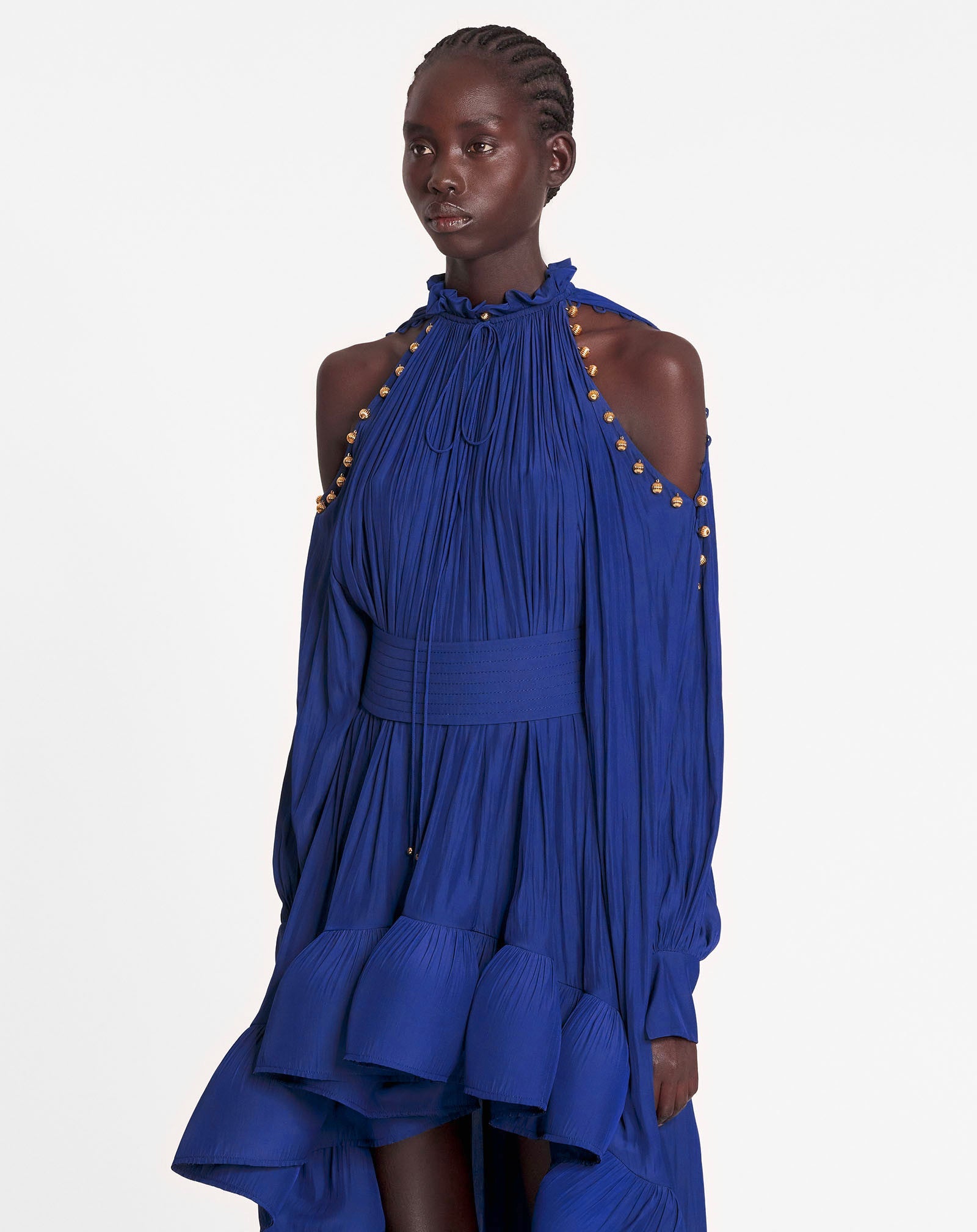 ASYMMETRICAL CHARMEUSE DRESS