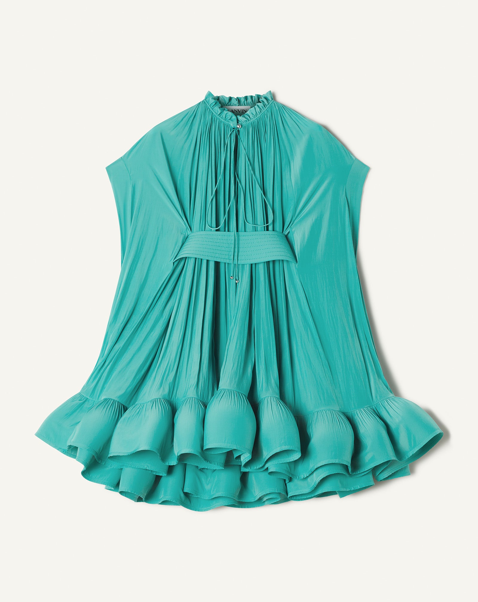GREEN SHORT CHARMEUSE DRESS