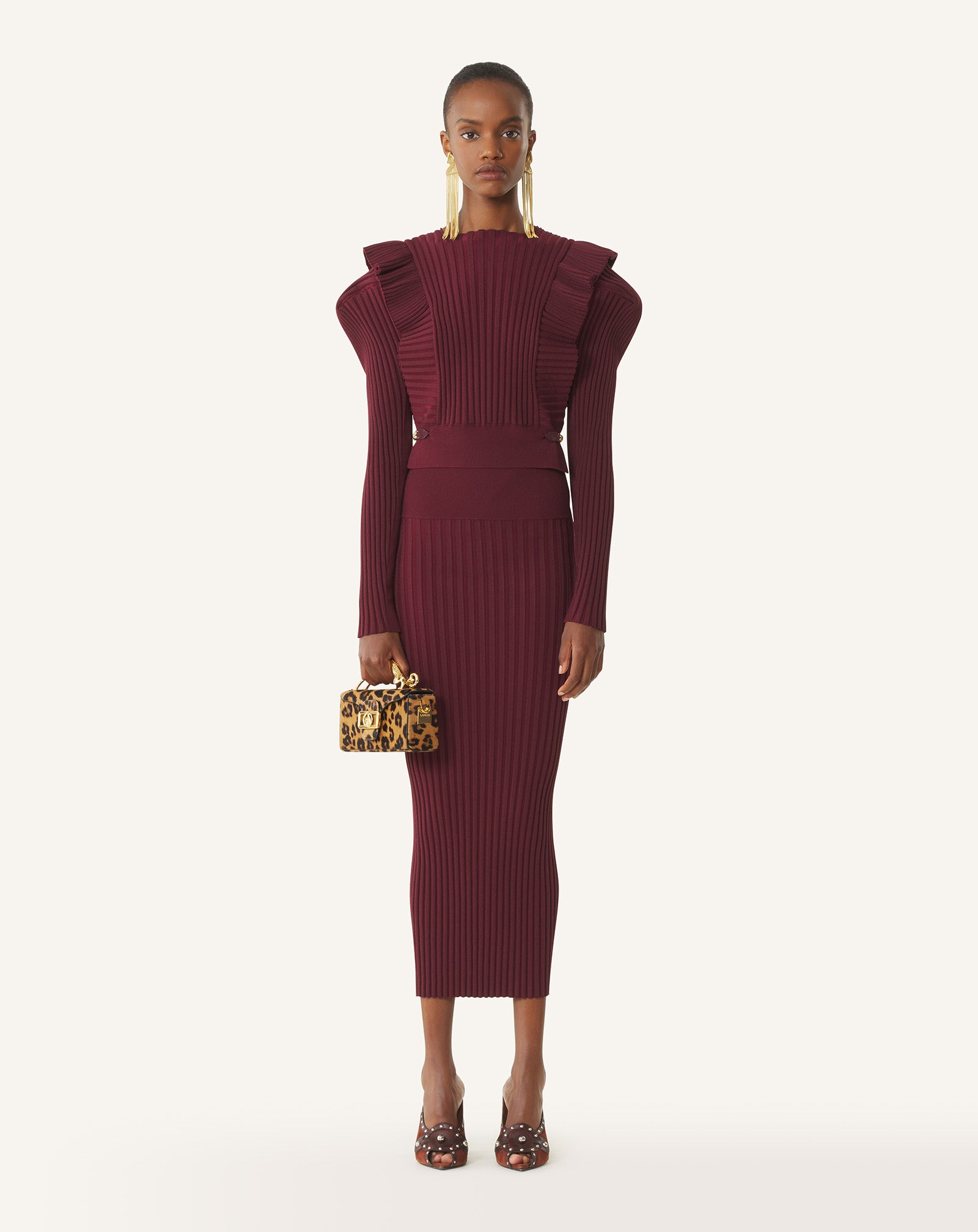 RED MIDI SKIRT IN VISCOSE