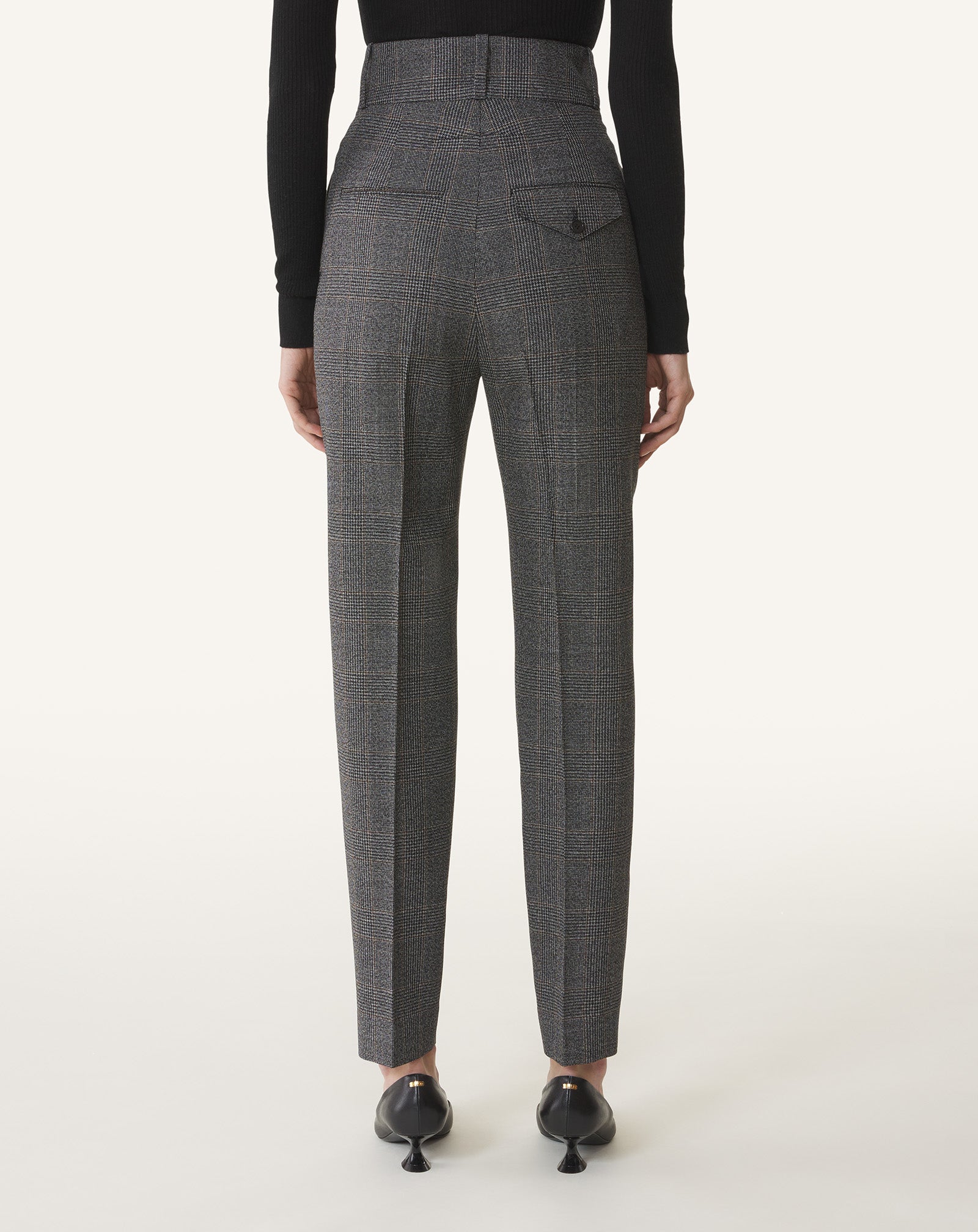 PRINCE OF WALES WOOL CIGARETTE PANTS