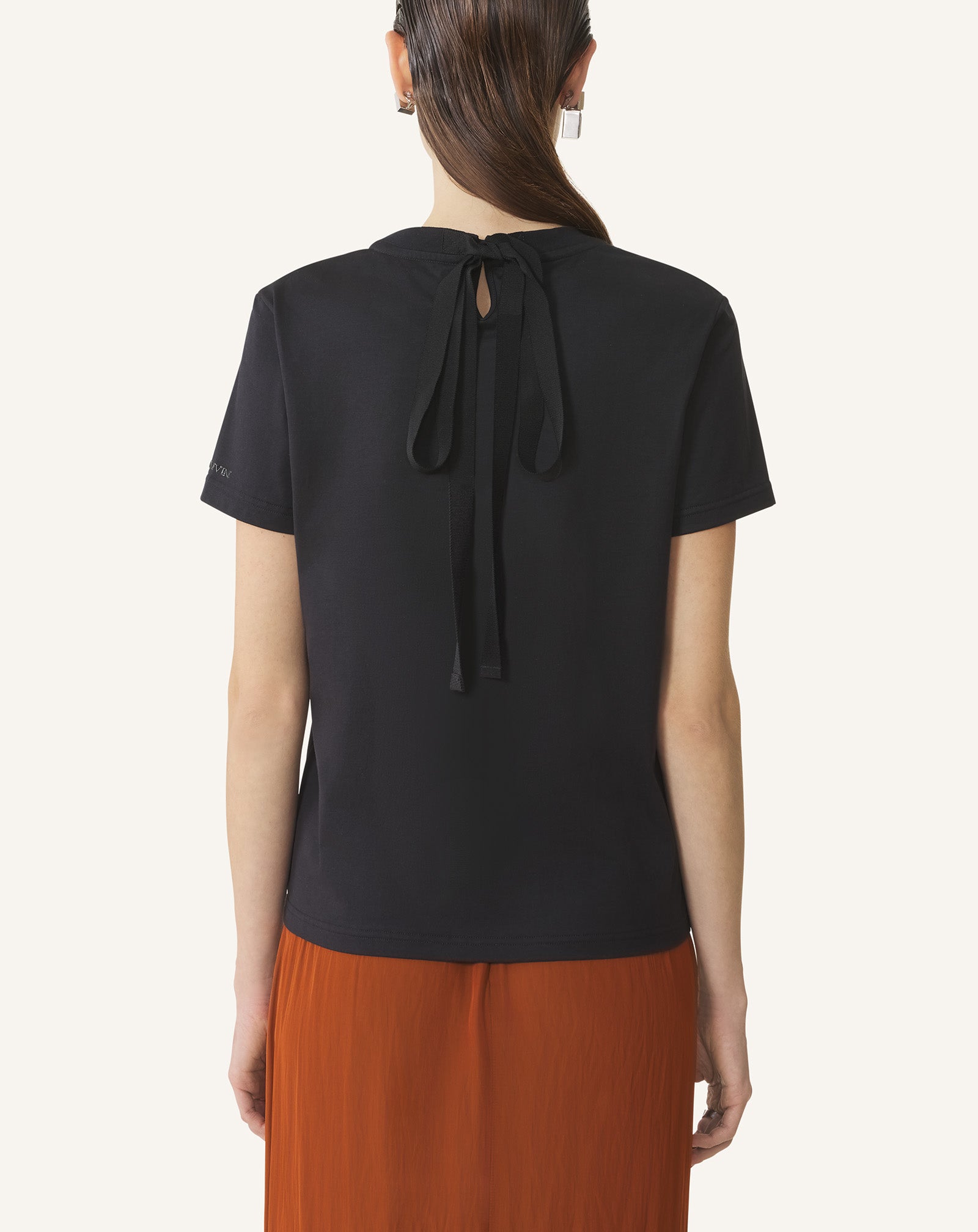 COTTON T-SHIRT WITH RIBBON DETAIL