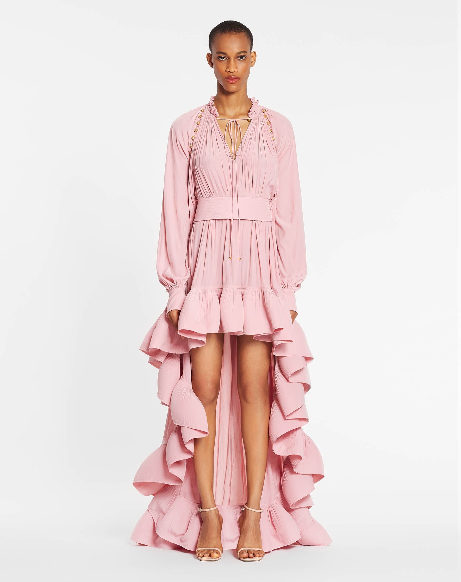 ASYMMETRICAL CHARMEUSE DRESS