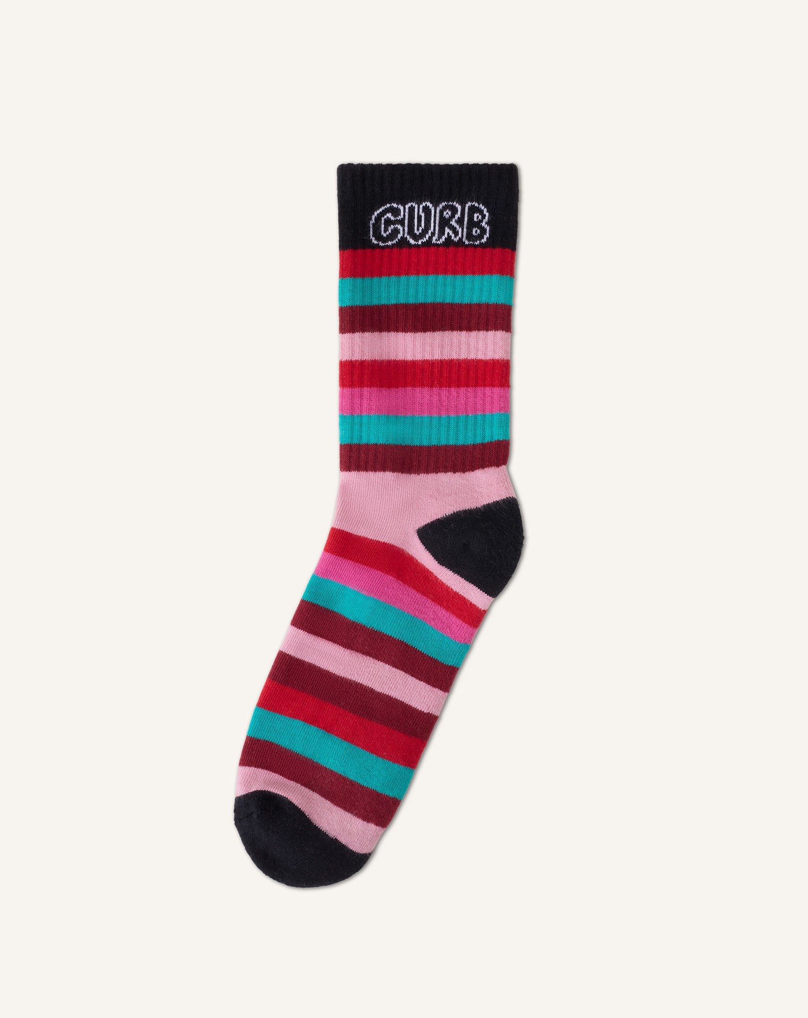 RED CURB STRIPED COTTON SOCKS