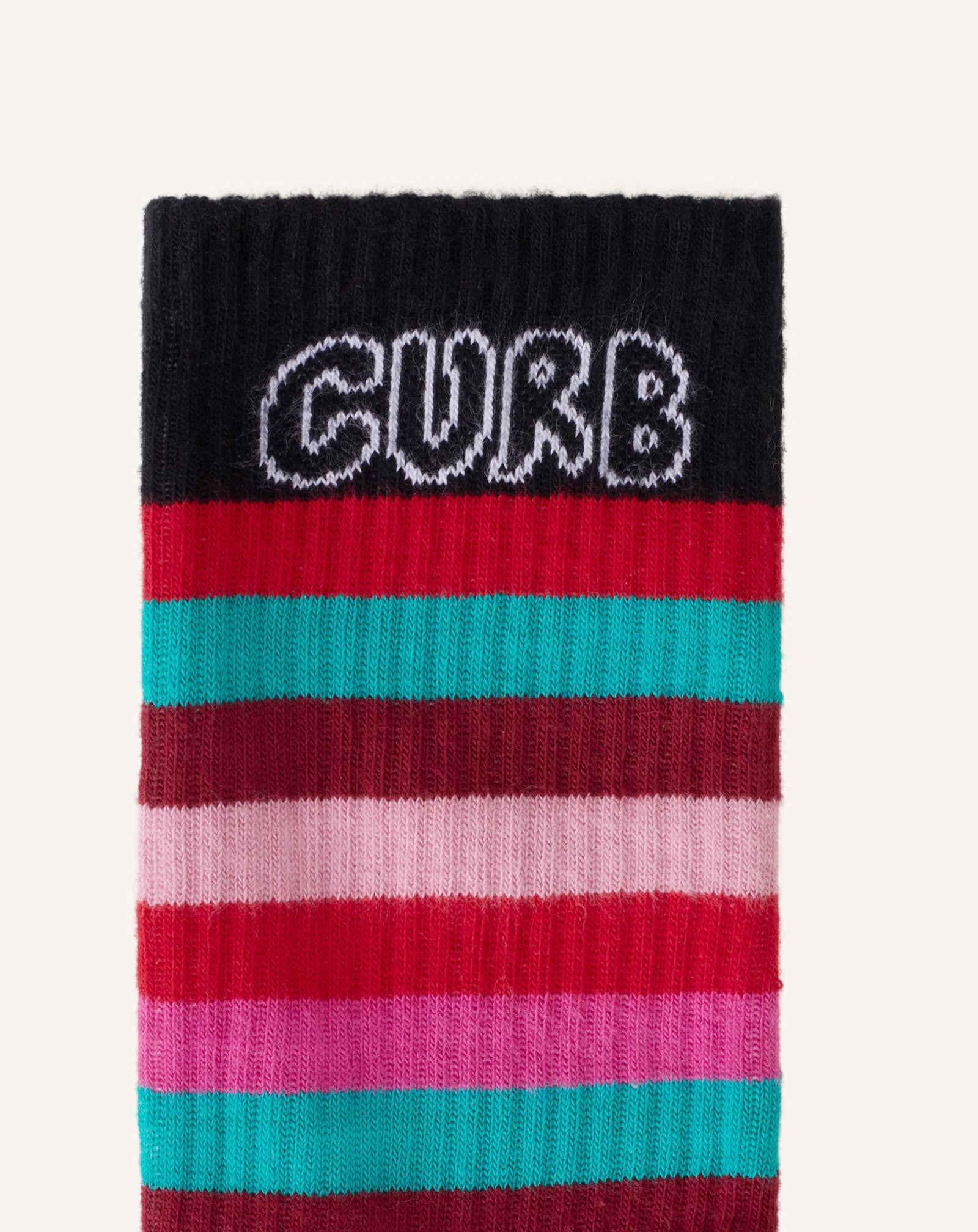 RED CURB STRIPED COTTON SOCKS
