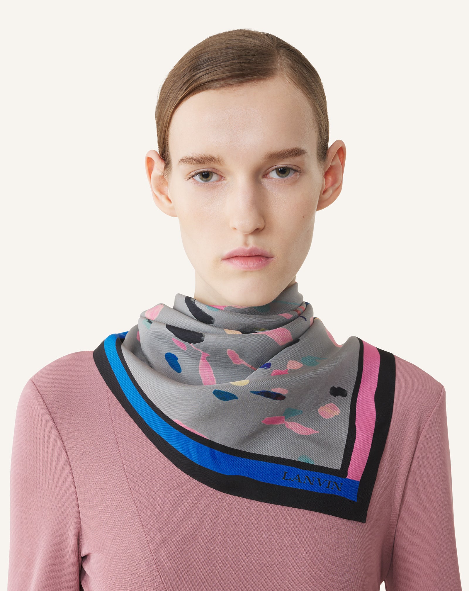 GREY DROP COLOR SILK SCARF
