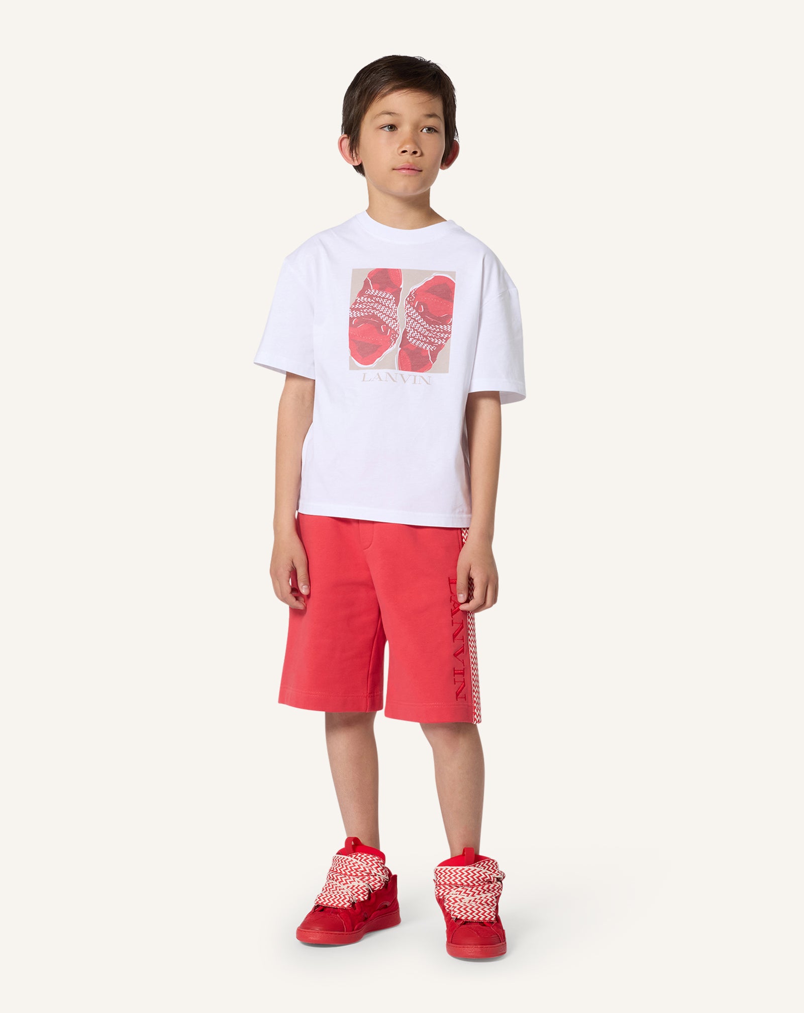 RED CURB KIDS SNEAKERS WITH LACES