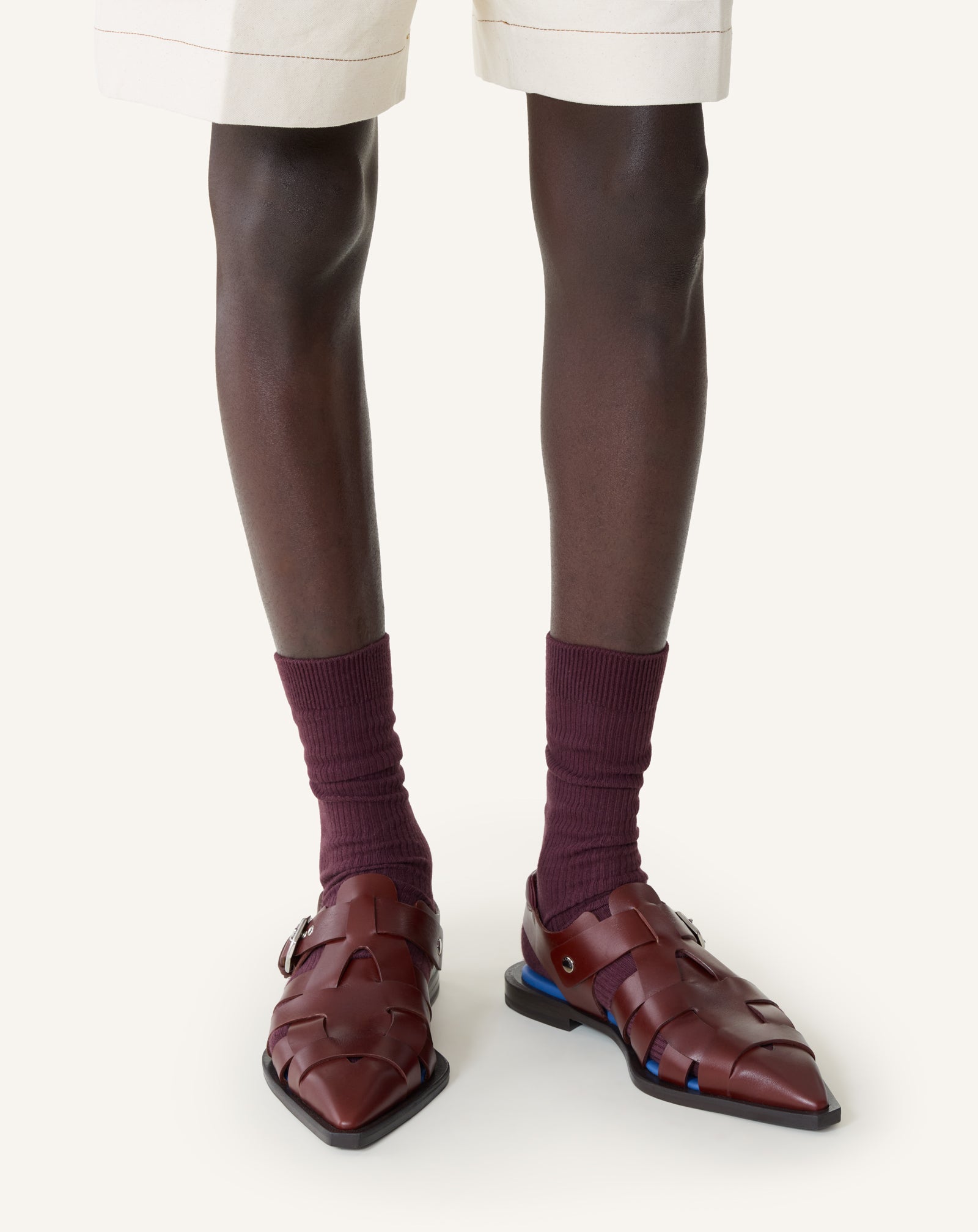 BROWN POINTED-TOE LEATHER SANDALS