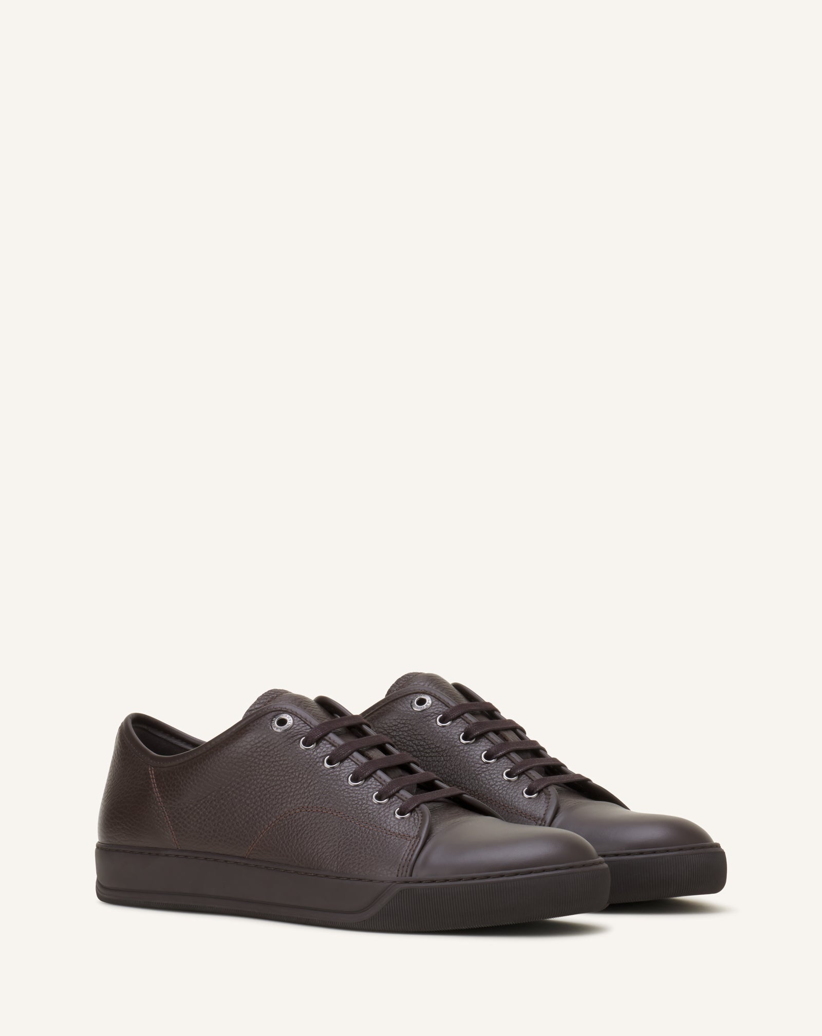 BROWN DBB1 SNEAKERS IN NAPPA AND GRAINED LEATHER