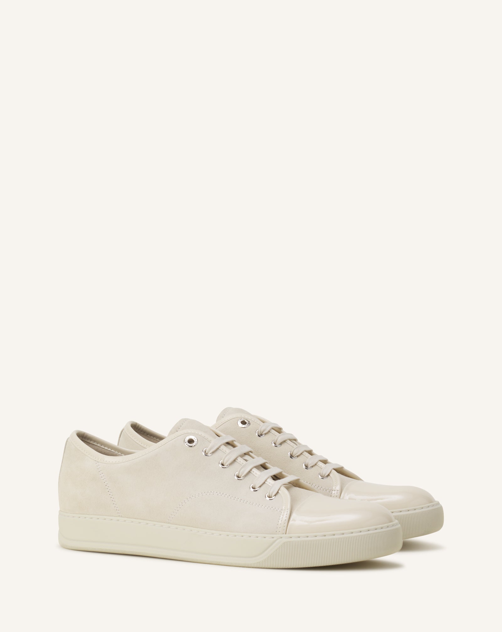 WHITE DBB1 SNEAKERS IN PATENT LEATHER AND SUEDE