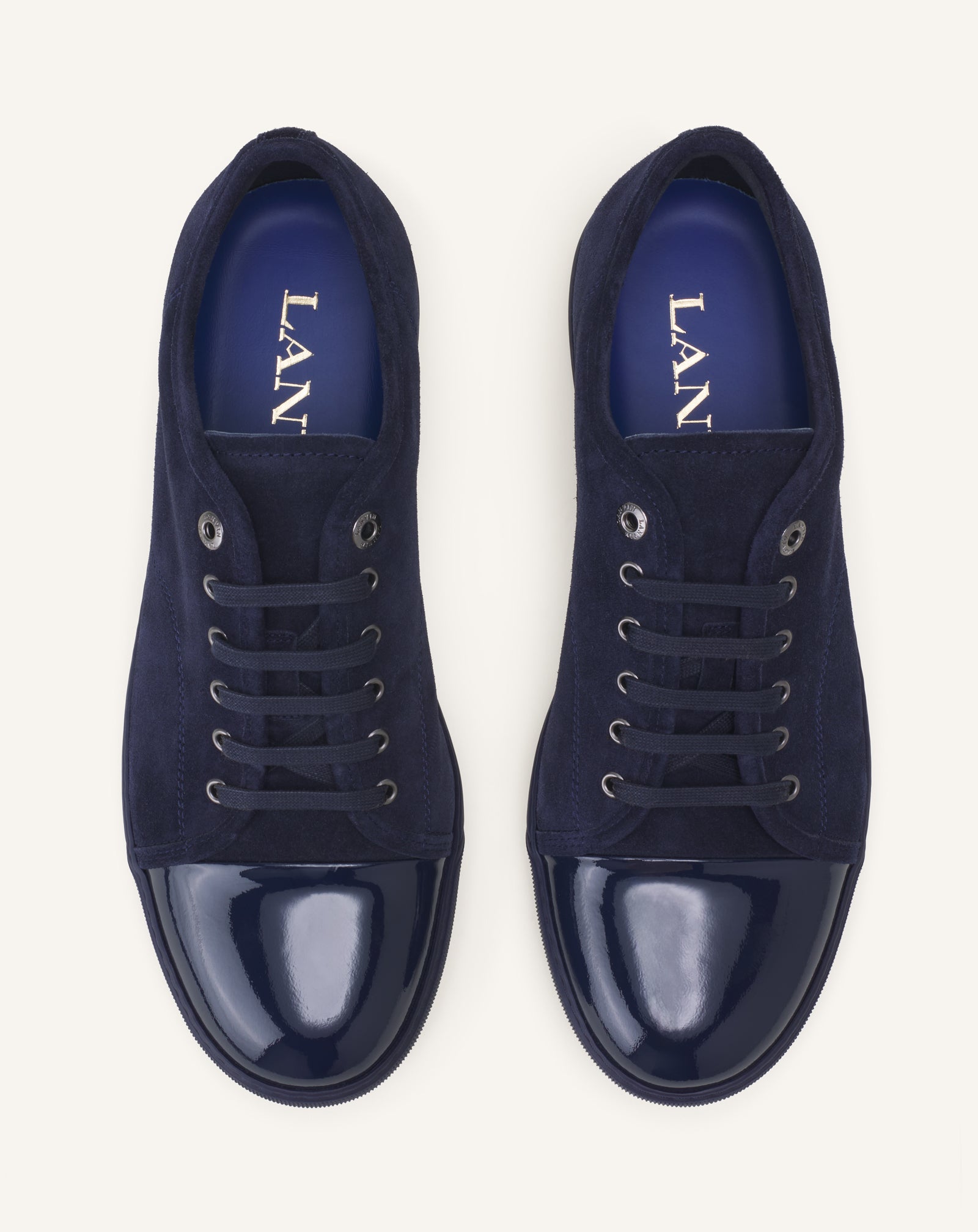 BLUE DBB1 SNEAKERS IN PATENT LEATHER AND SUEDE