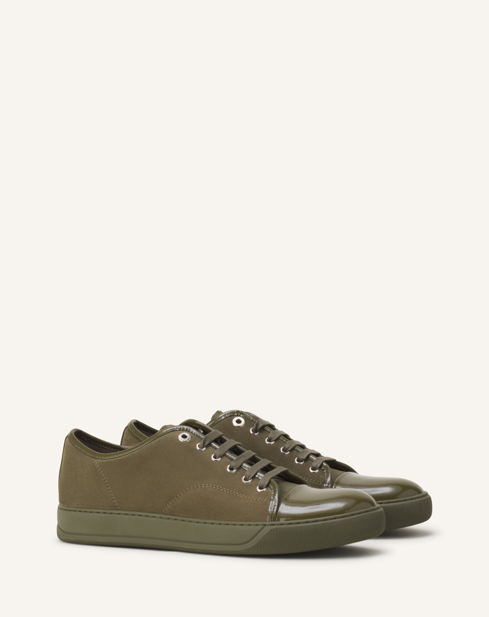 GREEN DBB1 SNEAKERS IN PATENT LEATHER AND SUEDE