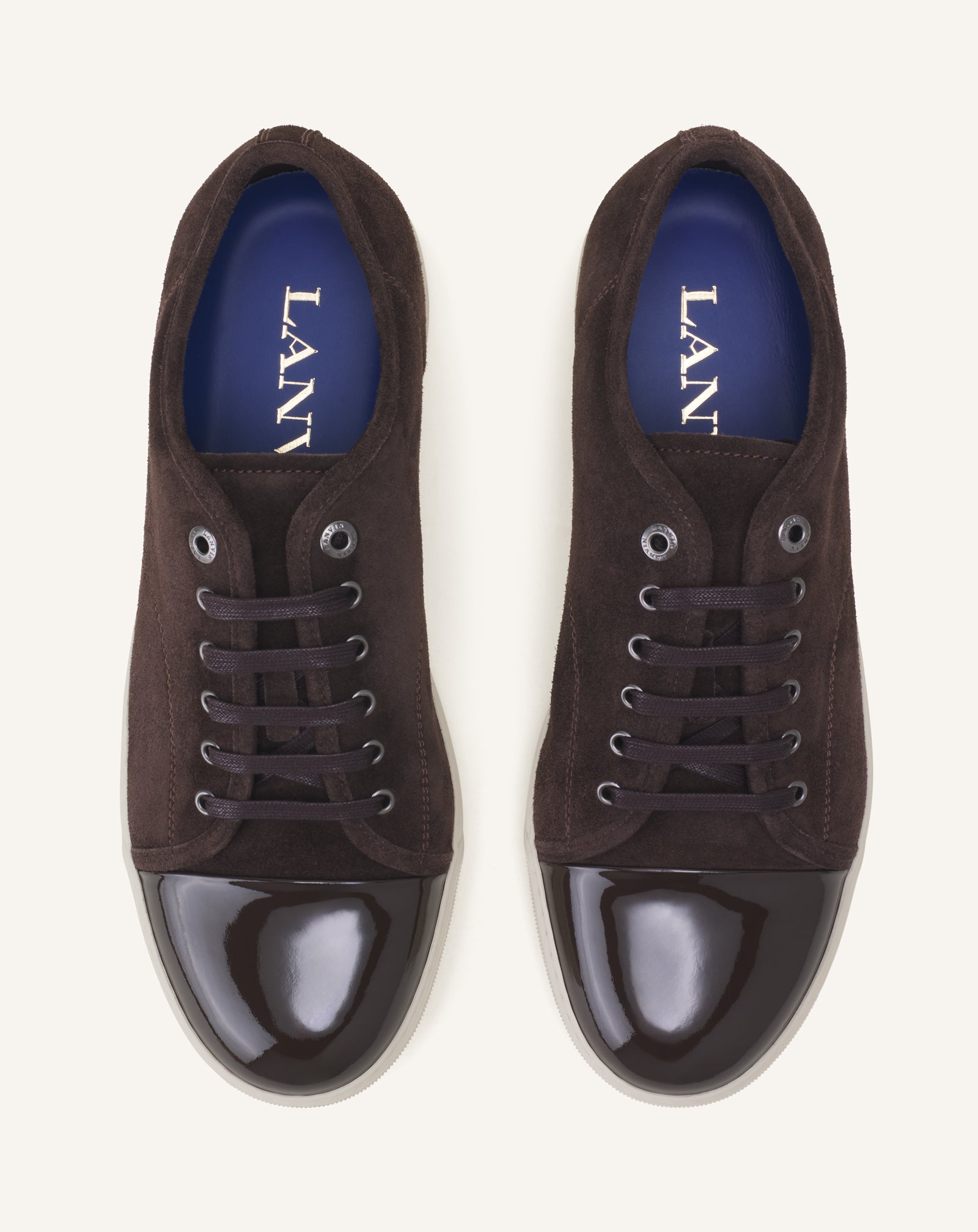 BROWN DBB1 SNEAKERS IN PATENT LEATHER AND SUEDE