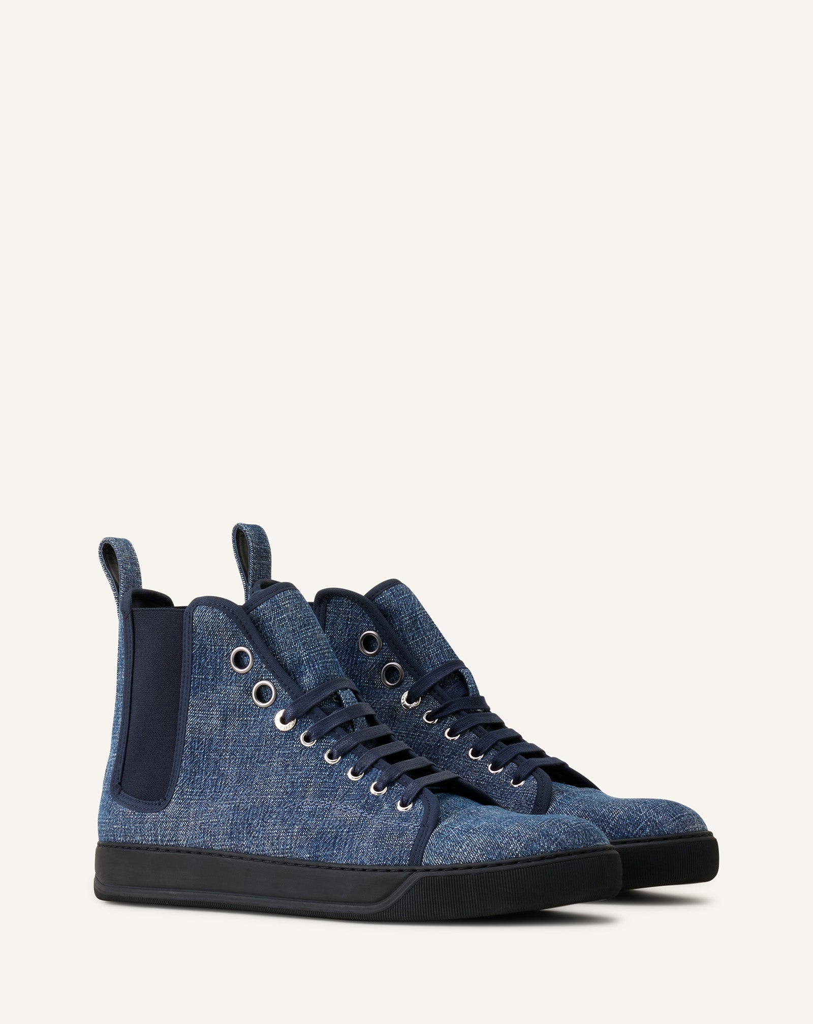 BLUE DBB1 HIGH TOP DENIM SNEAKERS