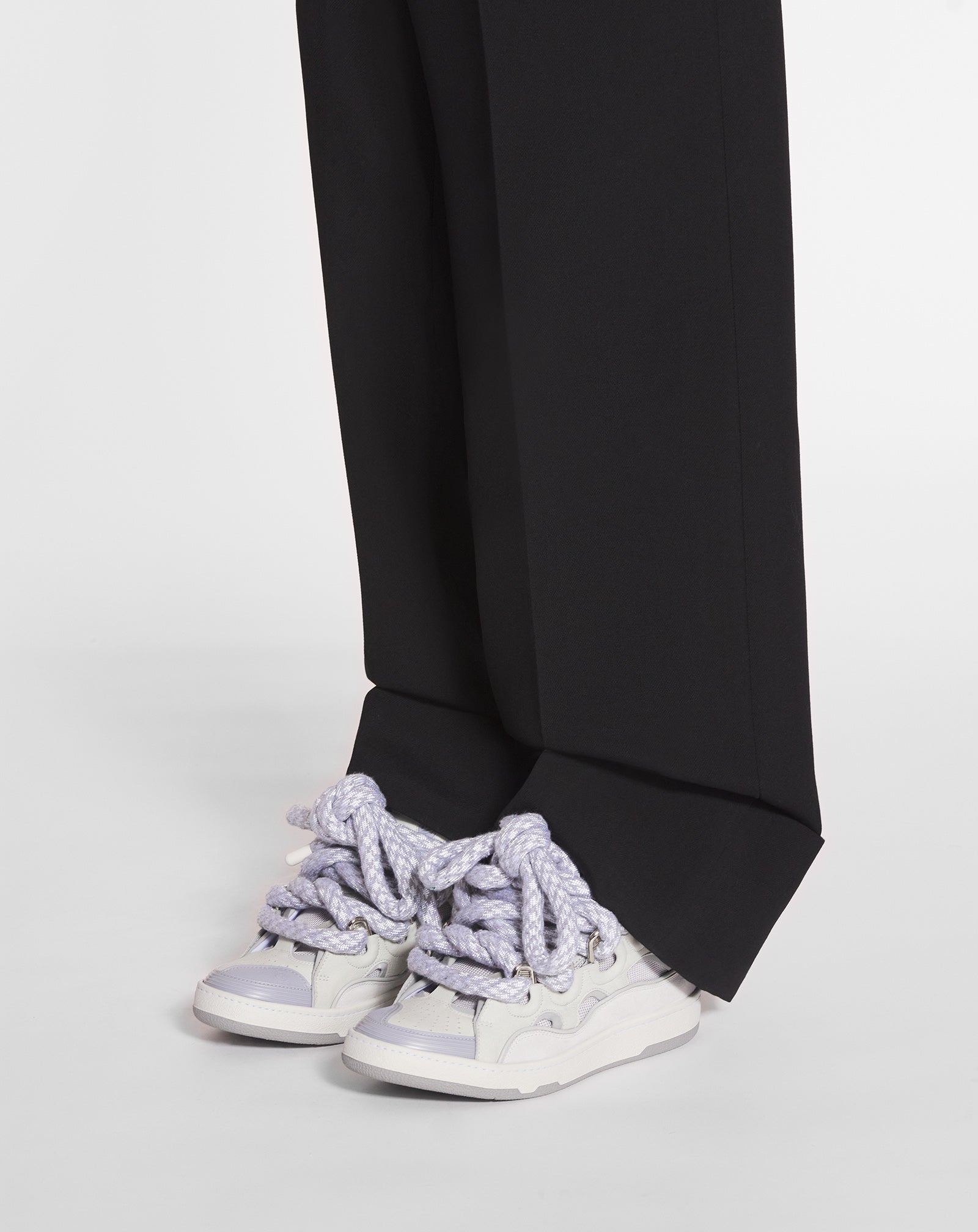 CURB SNEAKERS IN LEATHER WITH SNAKE LACES