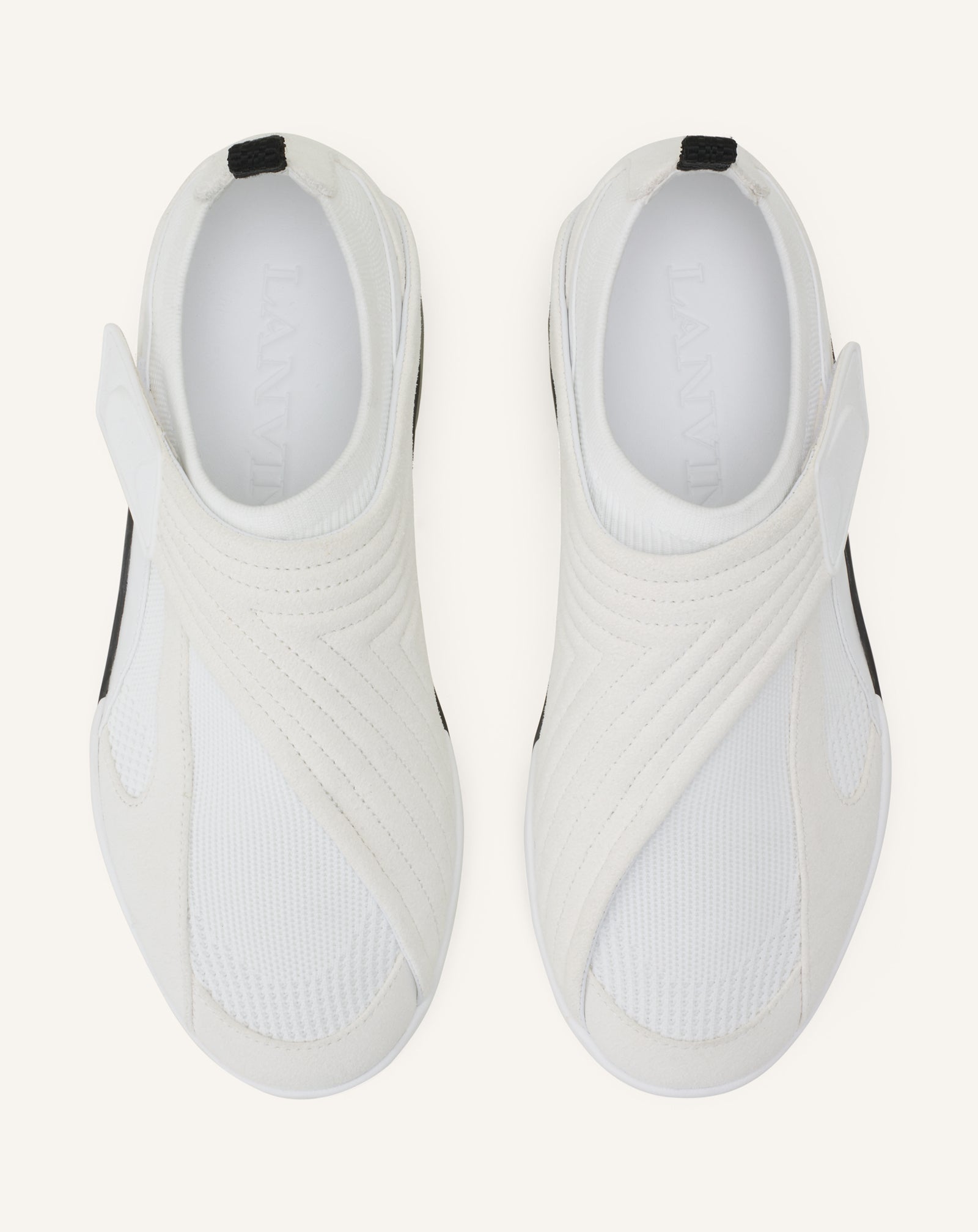 WHITE LNV1 KNIT AND SUEDE SNEAKERS
