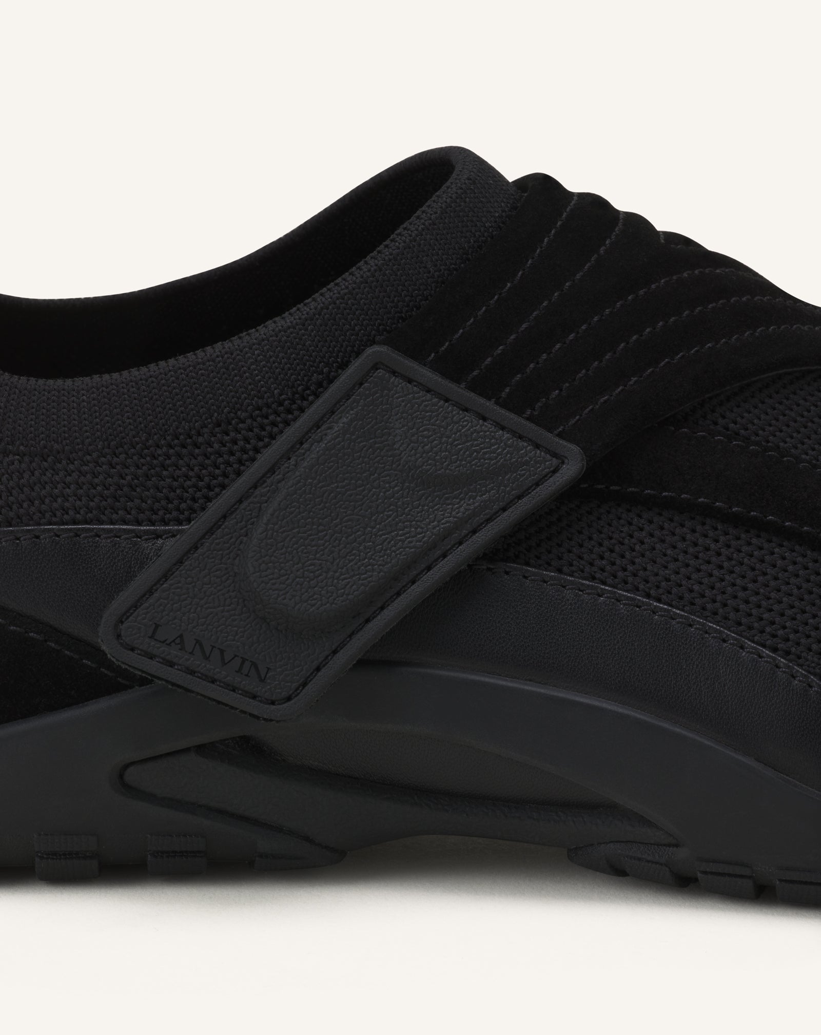 BLACK LNV1 KNIT AND SUEDE SNEAKERS