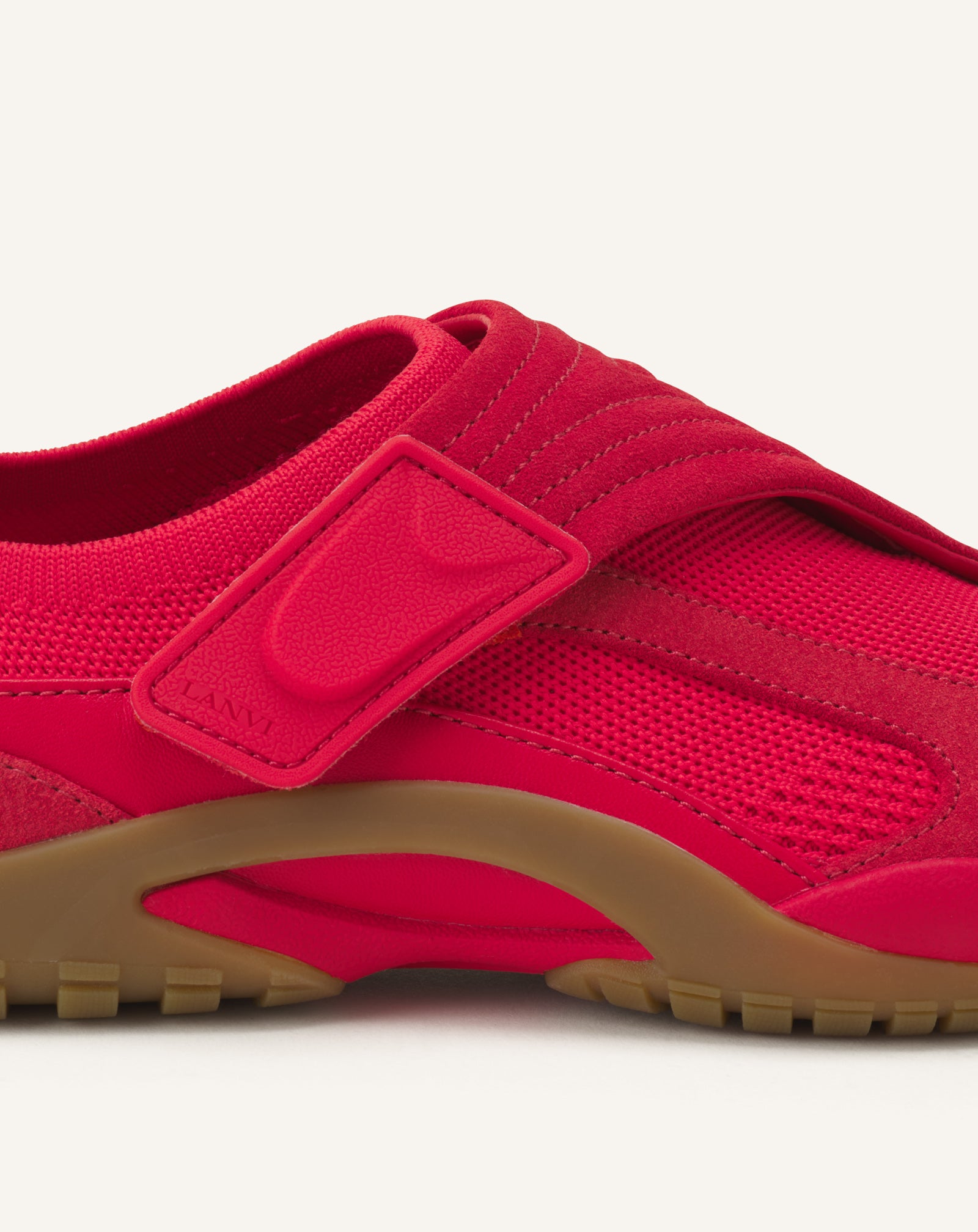 RED LNV1 KNIT AND SUEDE SNEAKERS